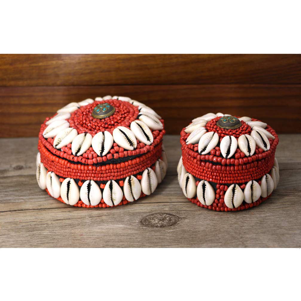 TOPBATHY Beaded Shell Jewelry Organizer Box - Ethnic Style Storage for Earrings, Rings, Necklaces & More | Perfect for Travel, Home Decor & Gift Giving