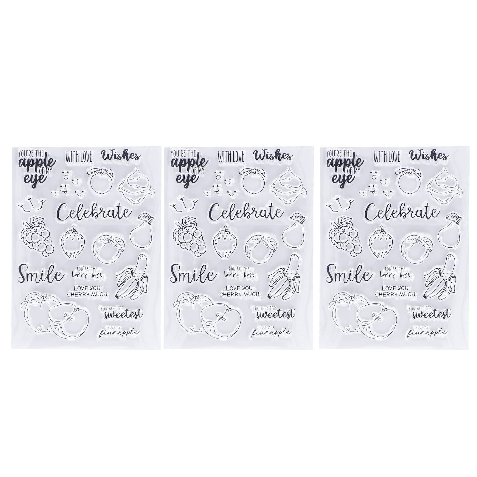 3pcs Clear Transparent Rubber Stamps - Unique Embossing Design for Scrapbooking, DIY Cards & Invitations - Reusable Seal Stamps for Crafting, Journaling & Gift Wrapping