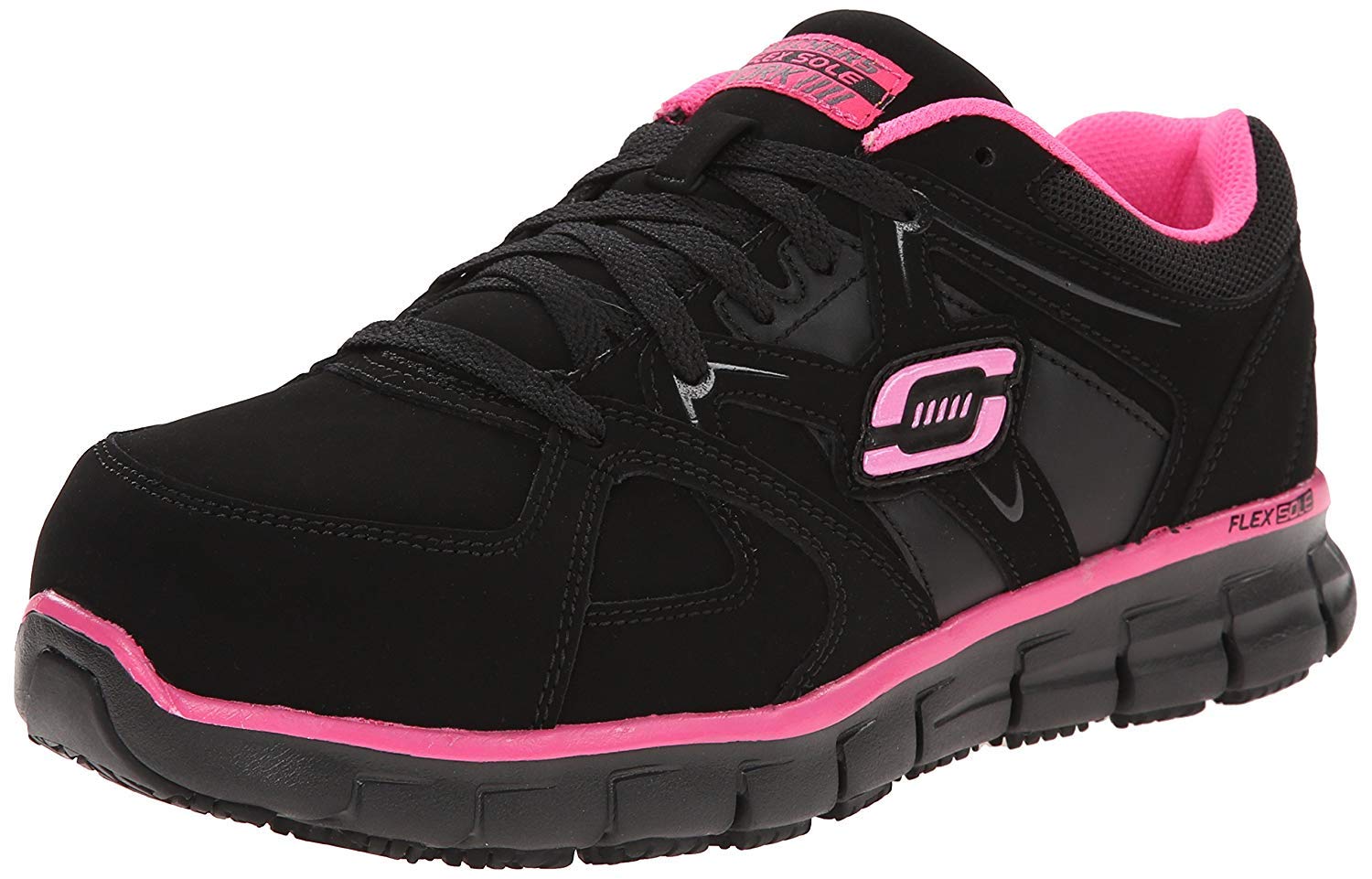 Skechers for Work Women's Synergy Sandlot Alloy Toe Lace-Up Work Shoes - Safety Shoes for Women, Steel Toe Work Boots for Construction, Warehouse & Industrial Jobs