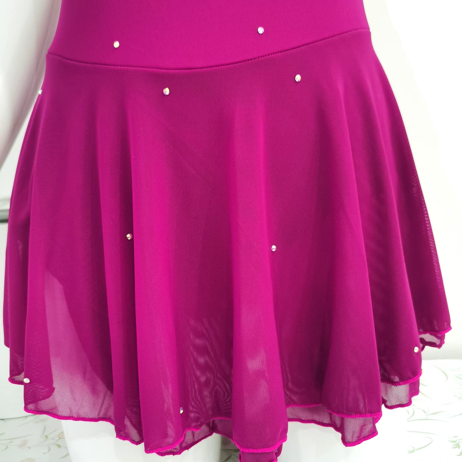 LIUHUO Girls & Women's Ice Skating Dress with Rhinestones - Competition & Dance Costume for Figure Skating, Ballet, Performances & Recitals