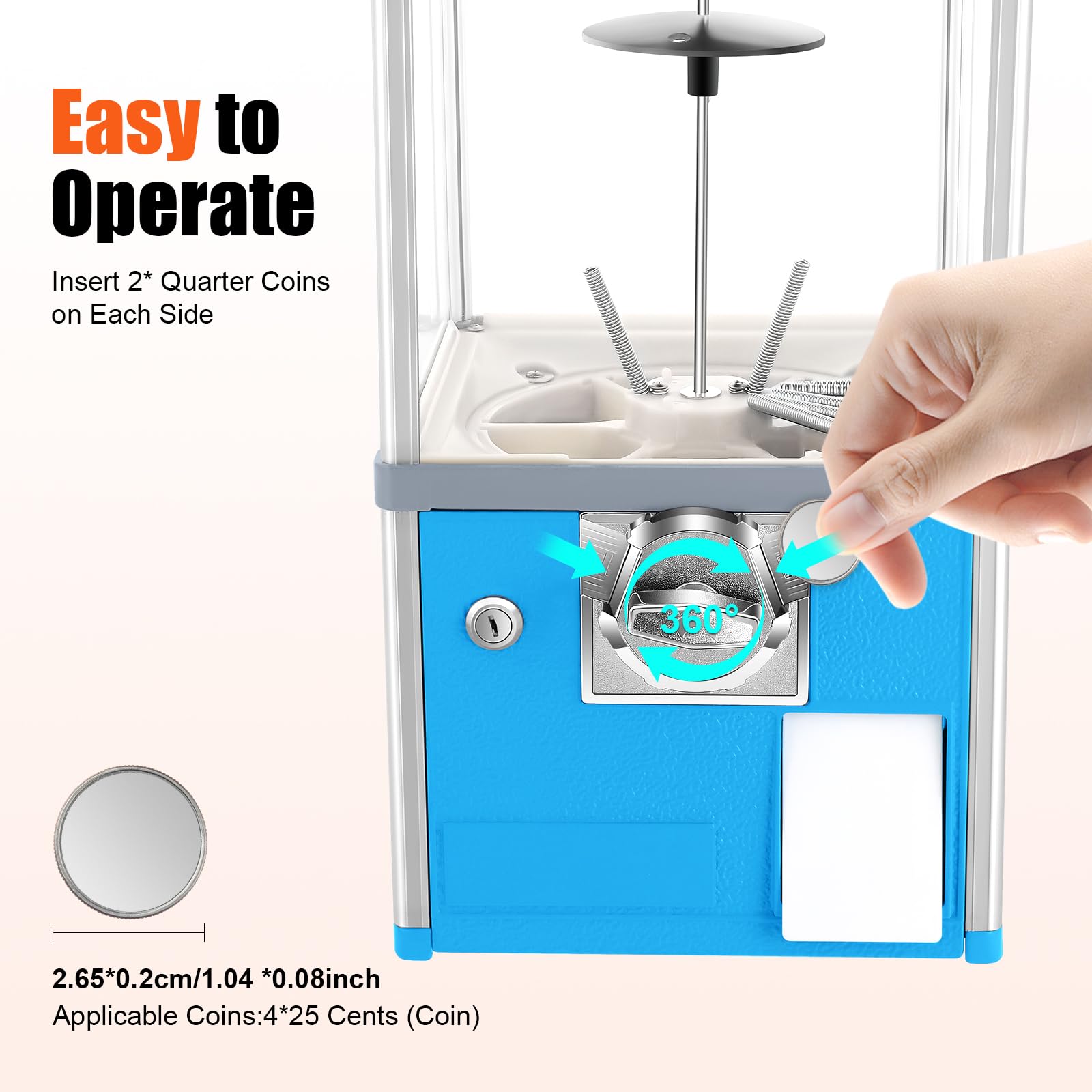 25 Cent Coin Operated Vending Machine - Large Capacity Bubble Capsule Toy & Candy Dispenser for Game Stores, Retail Stores - Perfect for Arcades, Malls, and Family Entertainment Centers
