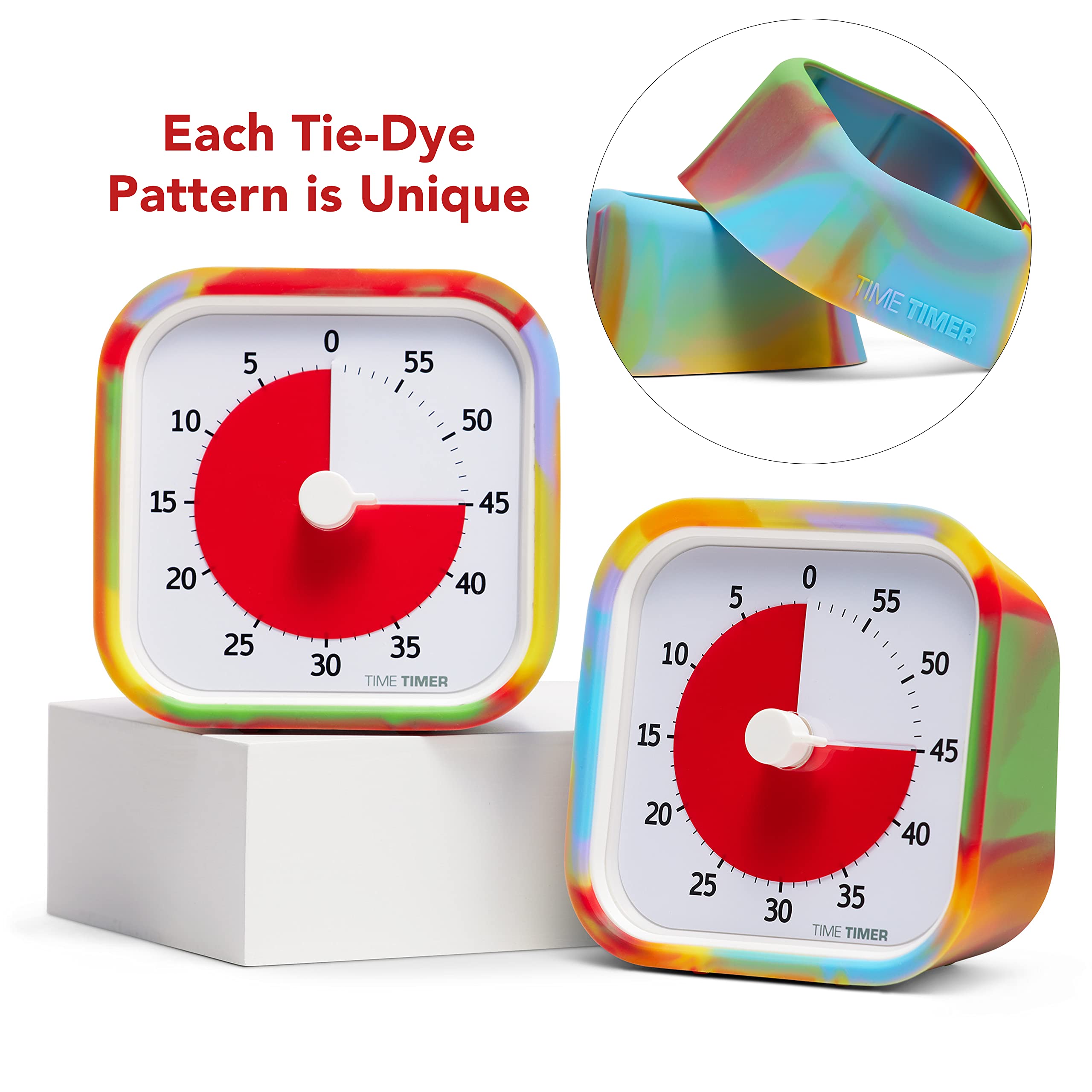 Time Timer MOD Tie Dye Visual Clock - Silent Countdown Timer for Kids Learning, Classroom Teaching, Homeschool Study & Office Meetings | Special Edition Desk Timer for Teachers, Students & Professionals (Tie Dye Pattern)