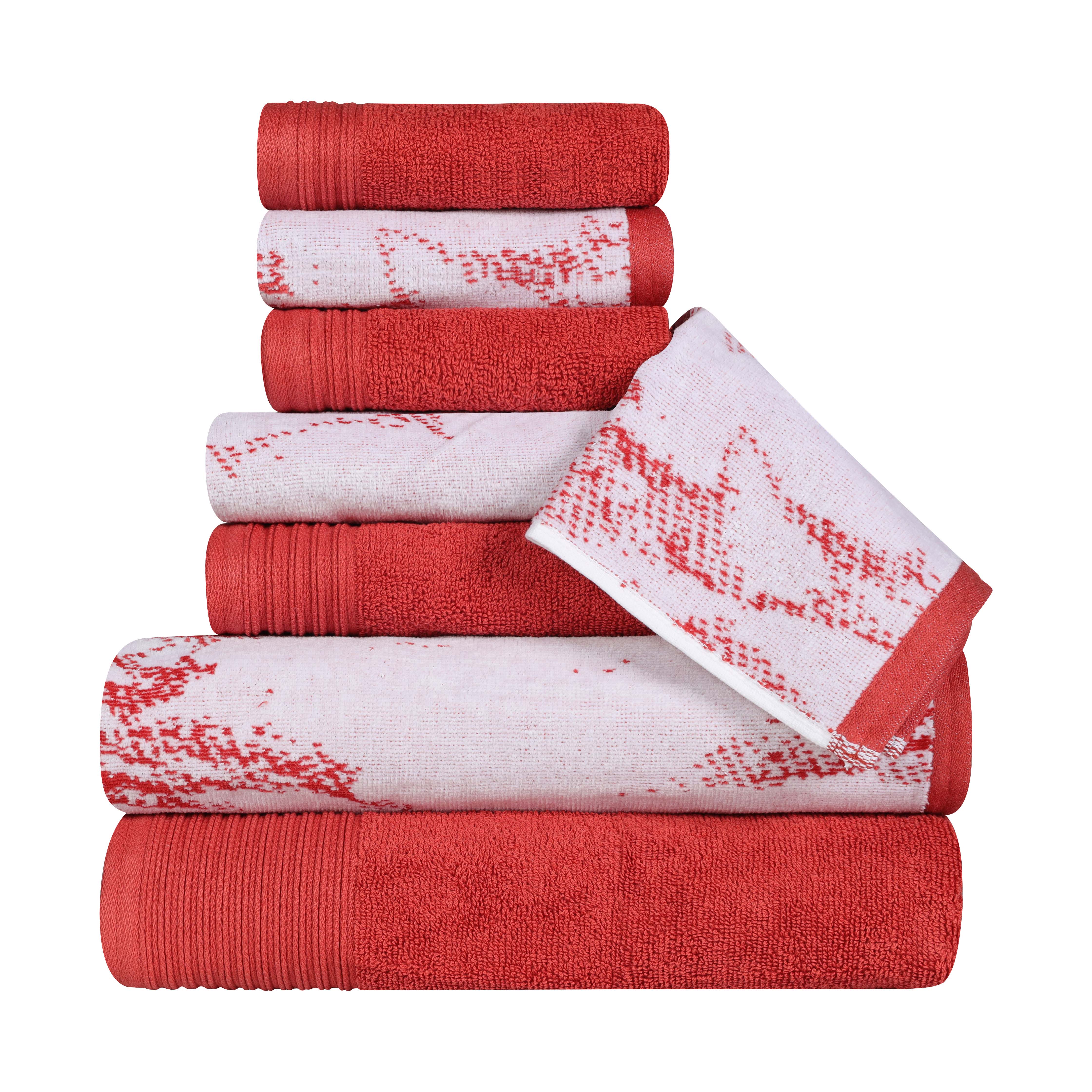 Premium 8-Piece Cotton Quick-Drying Towel Set - Solid & Marble Patterns for Bath, Beach, Gym, and Spa | Ultra Absorbent & Soft Bath Towels for Home & Travel