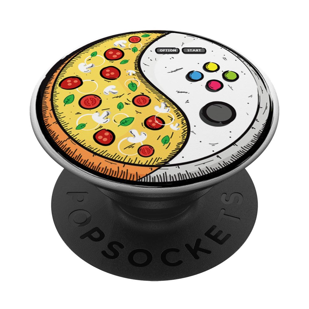 Gaming & Pizza Design PopSockets PopGrip - Swappable Phone Grip for Gaming Kids & Teen Gamers - Compatible with Smartphones & Tablets - Perfect for Gaming Sessions & Pizza Parties