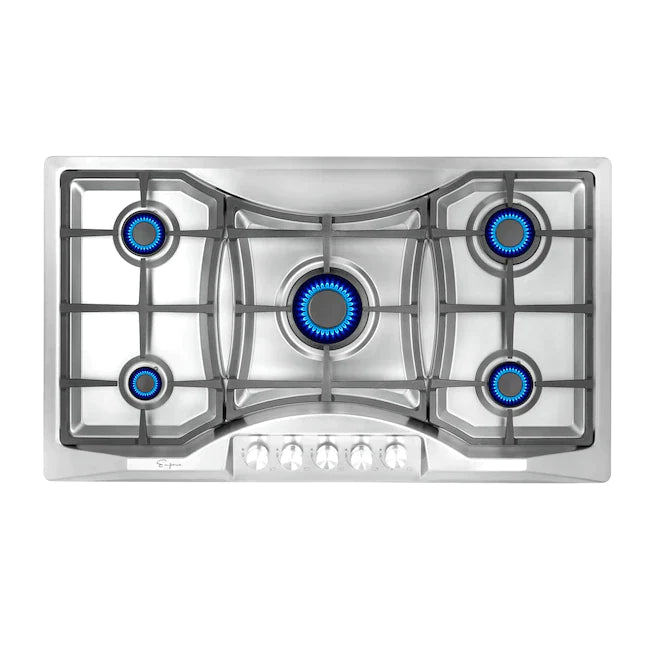 Empava 36 Inch 5 Burner Built-In Gas Cooktop - Stainless Steel (36GC24) - Perfect for Modern Kitchens & Professional Cooking