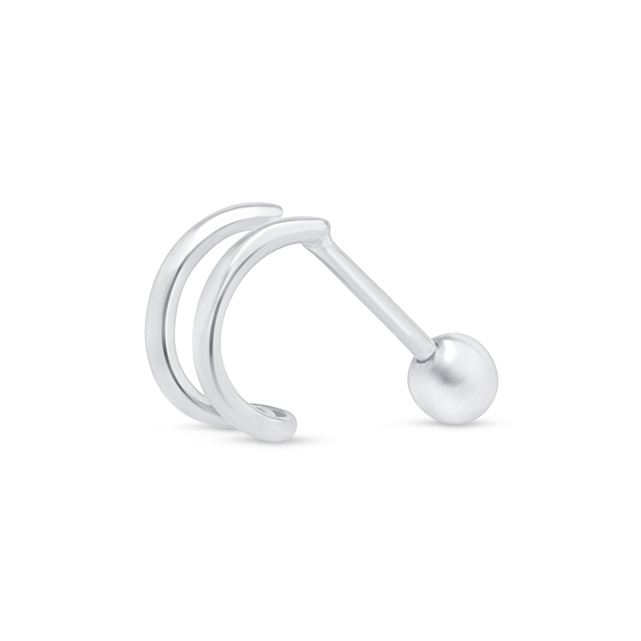 14K White Gold Double Hoop Illusion Ear Cuff Earrings - Elegant Cartilage Earrings for Women, Perfect for Parties, Weddings & Everyday Wear