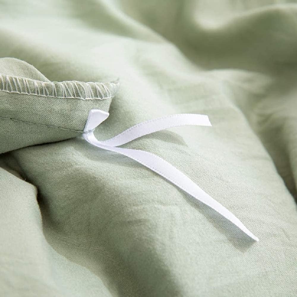 Sage Green Ruffled Cotton Duvet Cover Set - Queen, King, Full & California King Size | Soft Bedding with Romantic Ruffle Design | Perfect for Master Bedroom, Guest Room & Cozy Farmhouse Decor