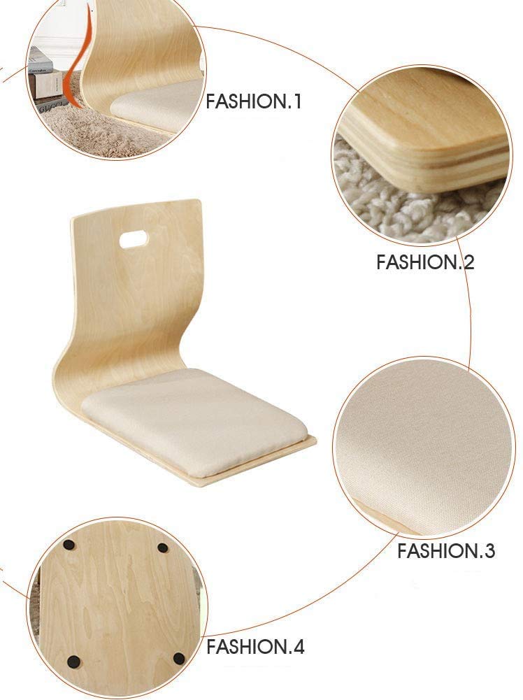 Ergonomic Floor Chair for Gaming & Meditation - Japanese Legless Design with Back Support, Comfortable Lazy Sofa for Living Room, Bay Window & Lounge (Beige) - Perfect for Relaxing, Reading & TV Watching