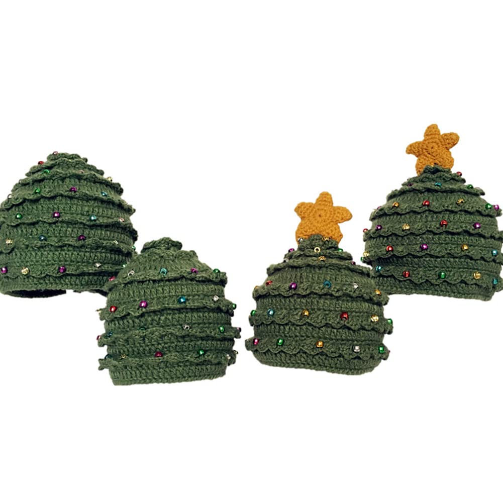 URFEDA Christmas Winter Warm Beanie Hat - Wool Knit Santa Hat for Adults & Kids - Cozy Crochet Woolen Cap with Star Design - Perfect for Holiday Parties, Winter Outdoor Activities & Christmas Gifts
