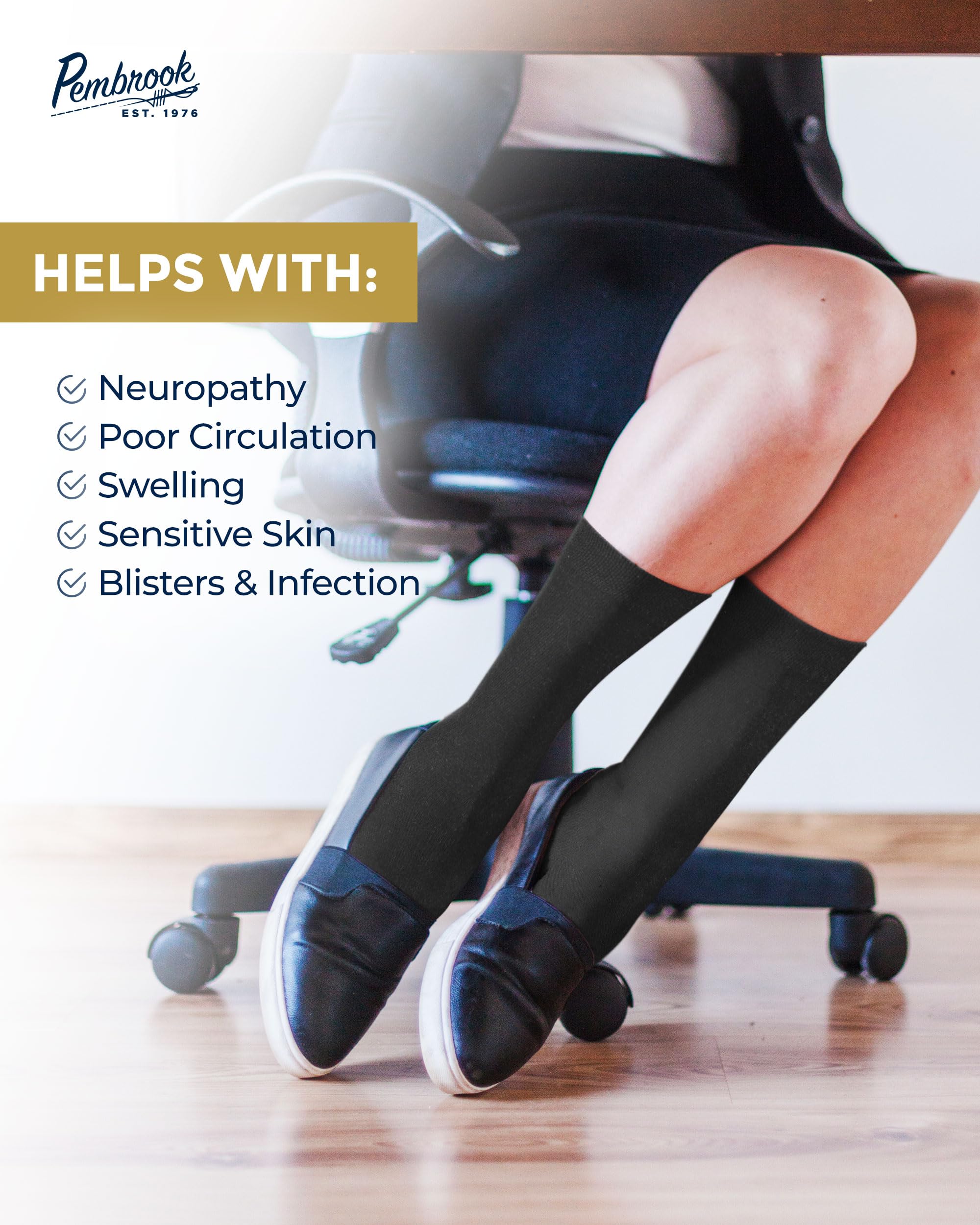 Pembrook Women's Bamboo Viscose Dress Socks - 4 Pairs Moisture Wicking Thin Crew Socks for Work, Office & Formal Wear | Soft Breathable Trouser Socks for Women