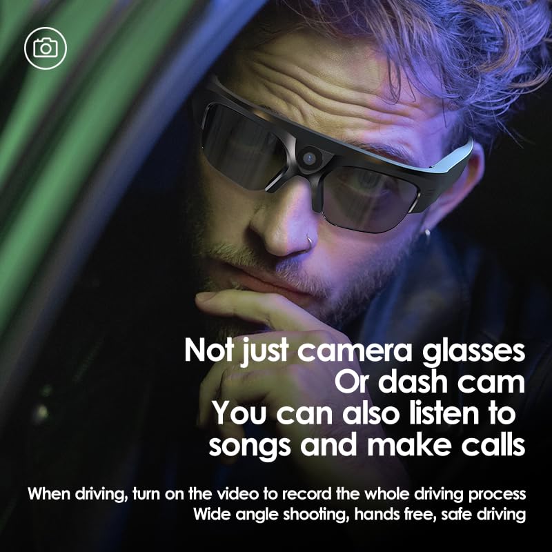 4K HD Glasses Camera - Polarized Bluetooth Sunglasses with Built-in Dash Cam for Cycling, Sports & Outdoor Adventures | Mini Action Camera for Hands-Free Recording