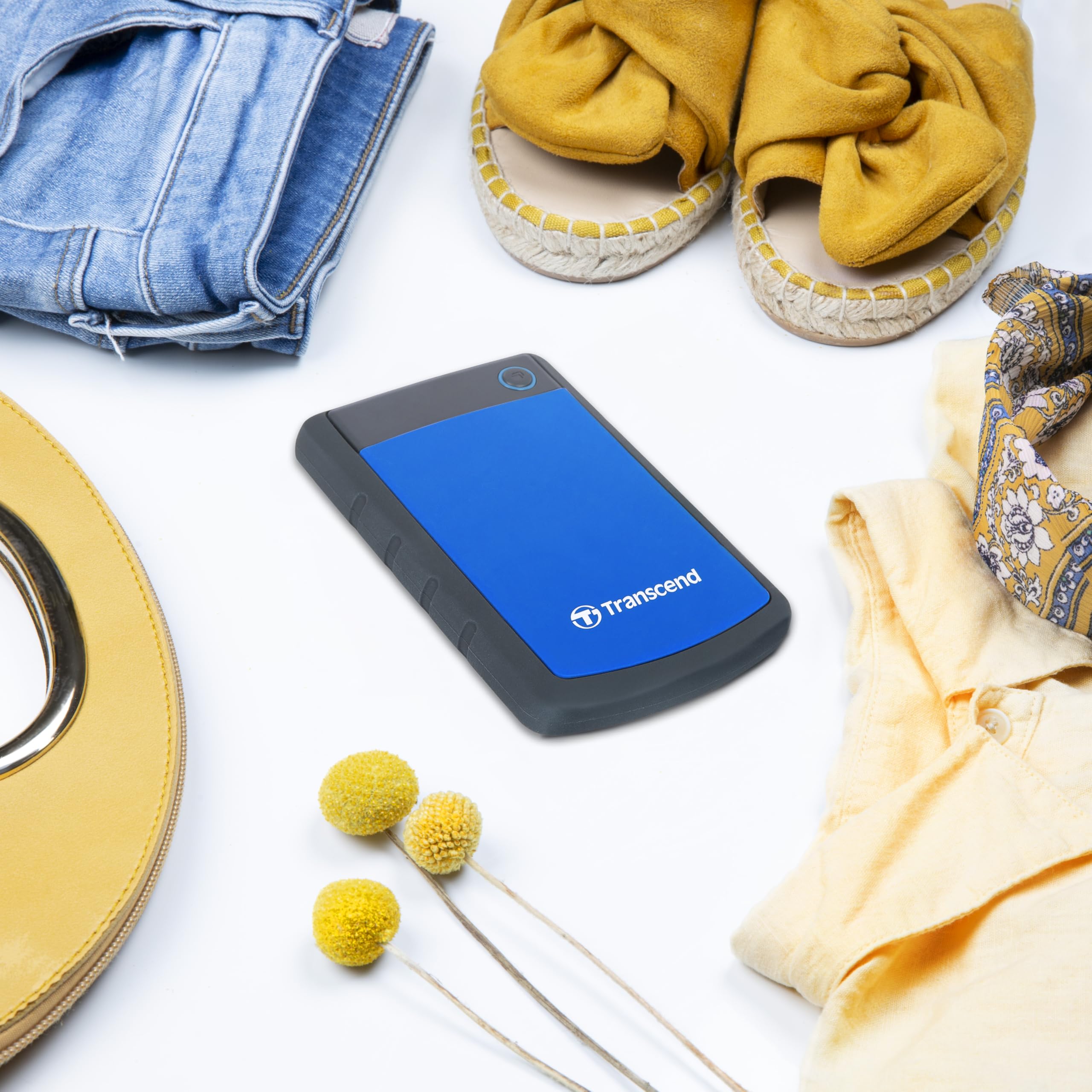 TRANSCEND TS1TSJ25H3B 1TB USB 3.0 Military-Grade Drop-Tested External Hard Drive (Blue) - Perfect for Data Backup, Travel & Rugged Outdoor Use
