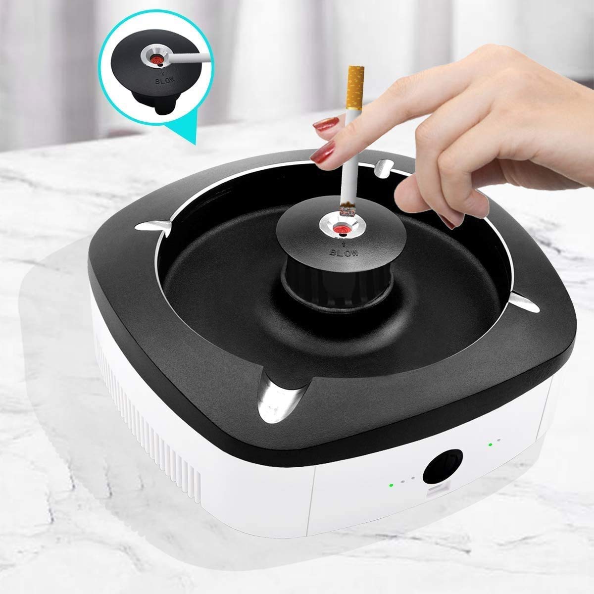 Smokeless Ashtray Air Purifier - Intelligent Desktop Air Purifier for Cigarettes & Cigars | Odor Eliminator for Home, Office & Indoor Smoking Areas | Perfect for Living Rooms, Bars & Smoking Lounges