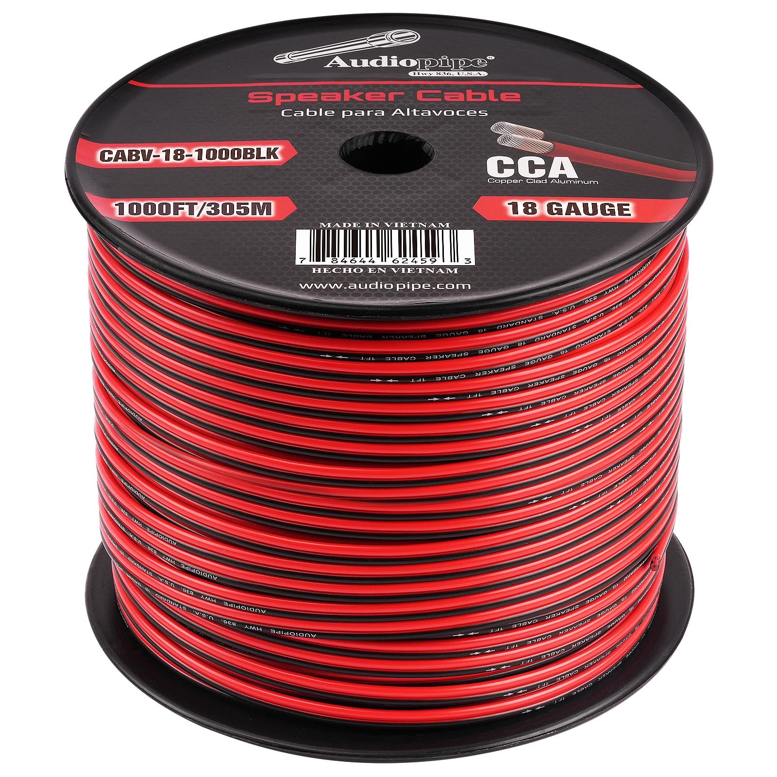 18AWG 1000FT Speaker Wire Cable - High-Quality CABV 18 1000BLK for Home Theater, Studio & Outdoor Audio Systems - Oxygen-Free Copper Conductors for Clear Sound
