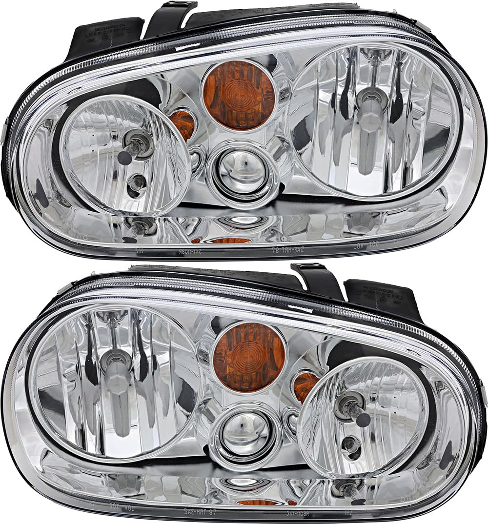 Volkswagen Golf Headlights Replacement Set - Halogen Headlamps for Driver & Passenger Side (2002-2005 Models) | Perfect for Night Driving & Auto Upgrades