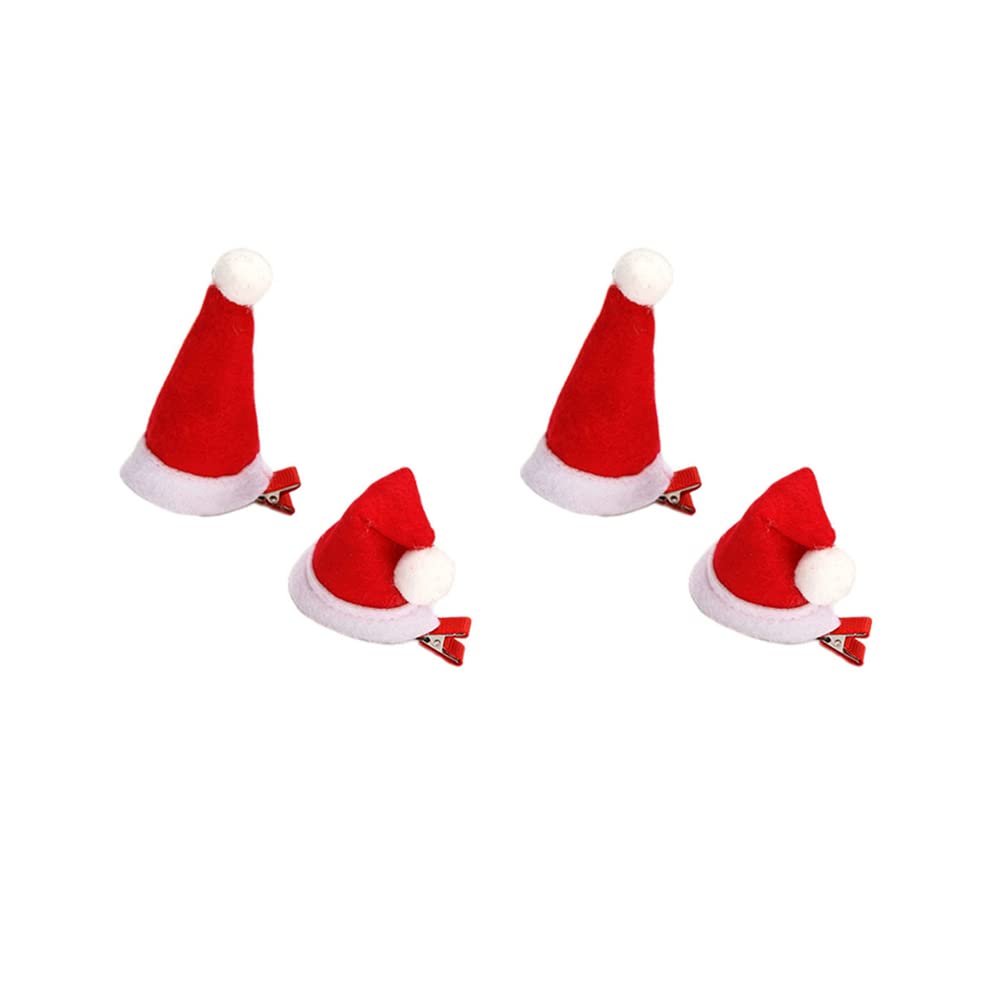 Santa Hat Hair Clips for Girls - 4PCS Christmas Hair Accessories Set with Mini Alligator & Duckbill Clips | Cute Xmas Party Favors, Gifts & Decorations for Kids | Perfect for Holiday Photos, School Plays & Festive Outfits