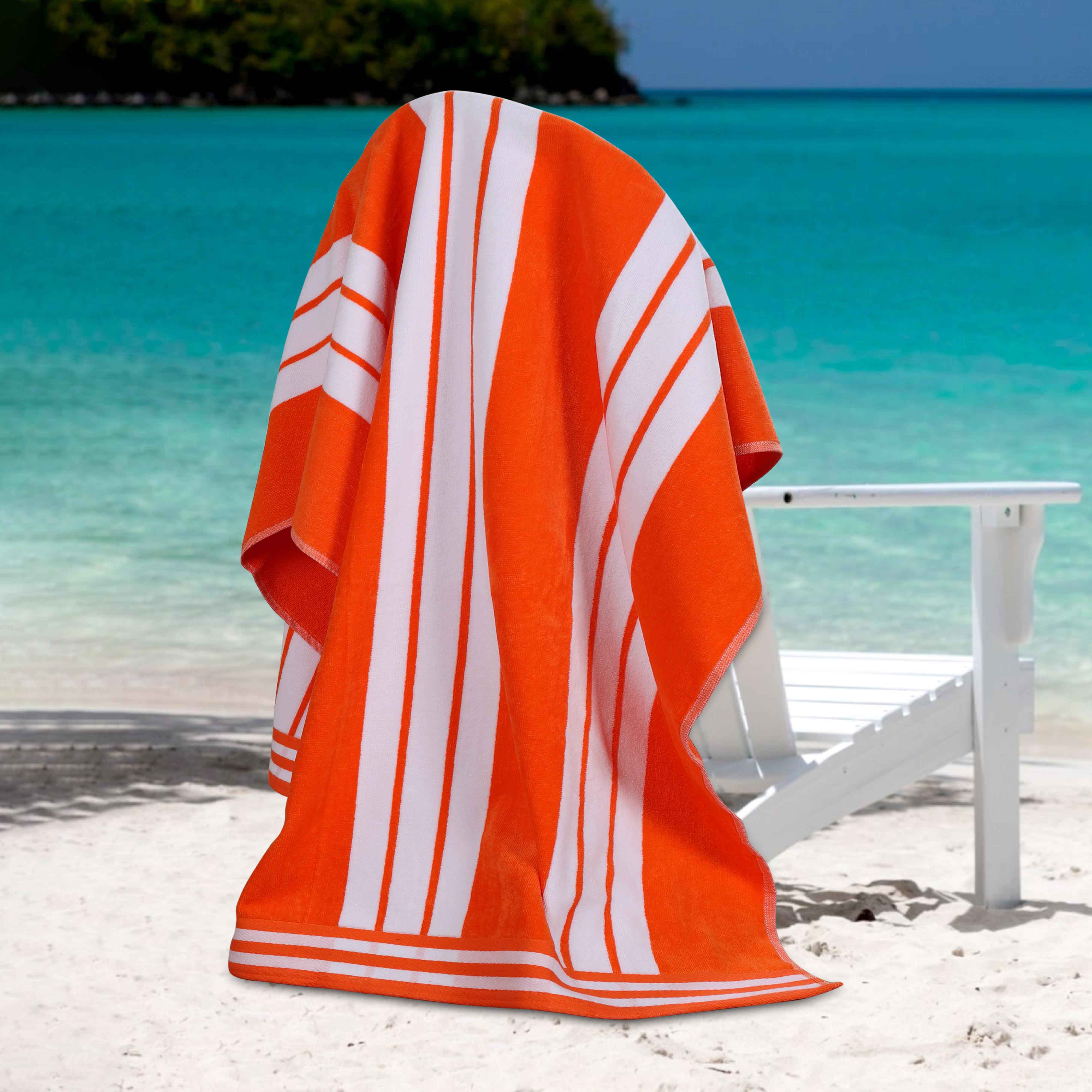Premium Oversized Cabana Striped Cotton Beach Towel Set - 2, 4, or 6 Pack - Soft Quick-Dry Bath Towels for Pool, Beach, Vacation & Spa Days