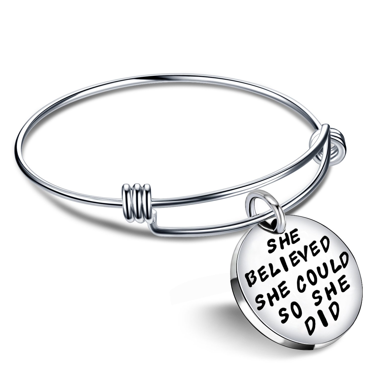 Lauhonmin Graduation Bracelets for Women - Inspirational 'She Believed She Could So She Did' Bracelet, College Graduation Gift, New Job Gift for Her - Perfect for Graduation Ceremonies, Job Promotions & Motivational Everyday Wear