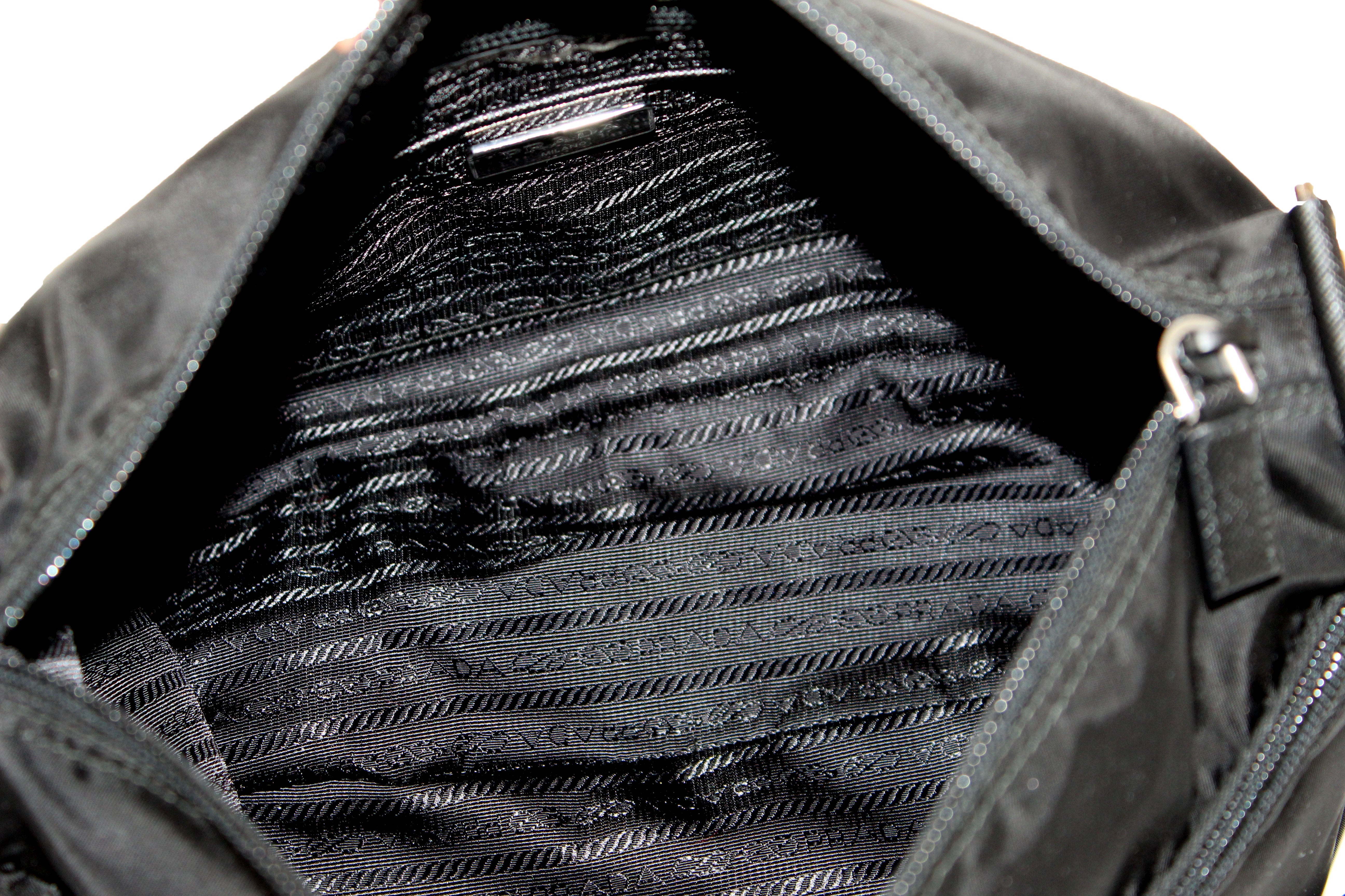 Authentic Prada Black Nylon Messenger Bag for Men & Women - Luxury Crossbody Shoulder Bag for Work, Travel & Everyday Use