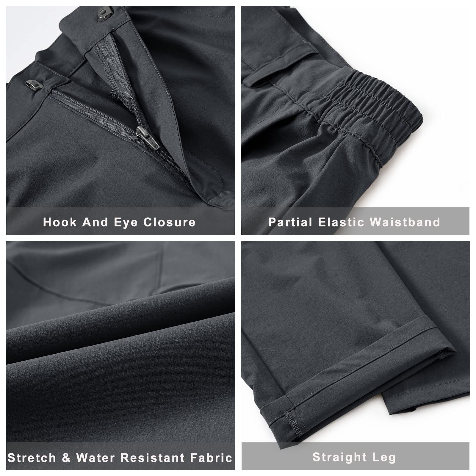 JHMORP Men's Hiking Pants - Stretch Lightweight Quick-Dry Water Resistant Outdoor Cargo Pants with 6 Pockets for Hiking, Fishing, Camping & Work