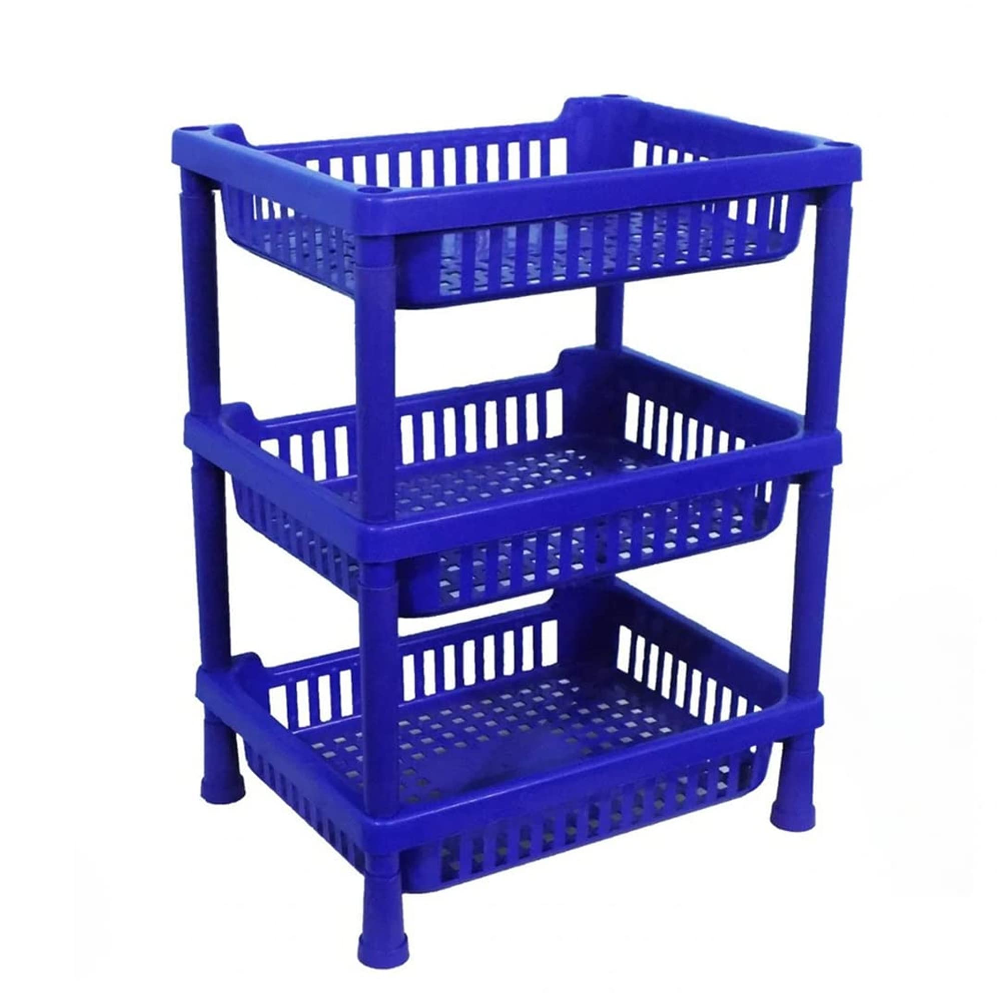 Multipurpose 3-Tier Plastic Kitchen Cart with Dish Rack - Modern Organizer for Fruits, Vegetables, Food Storage, Snacks, Bottles & Toys - Space Saving Kitchenware for Small Apartments, Dorms & Office Pantries