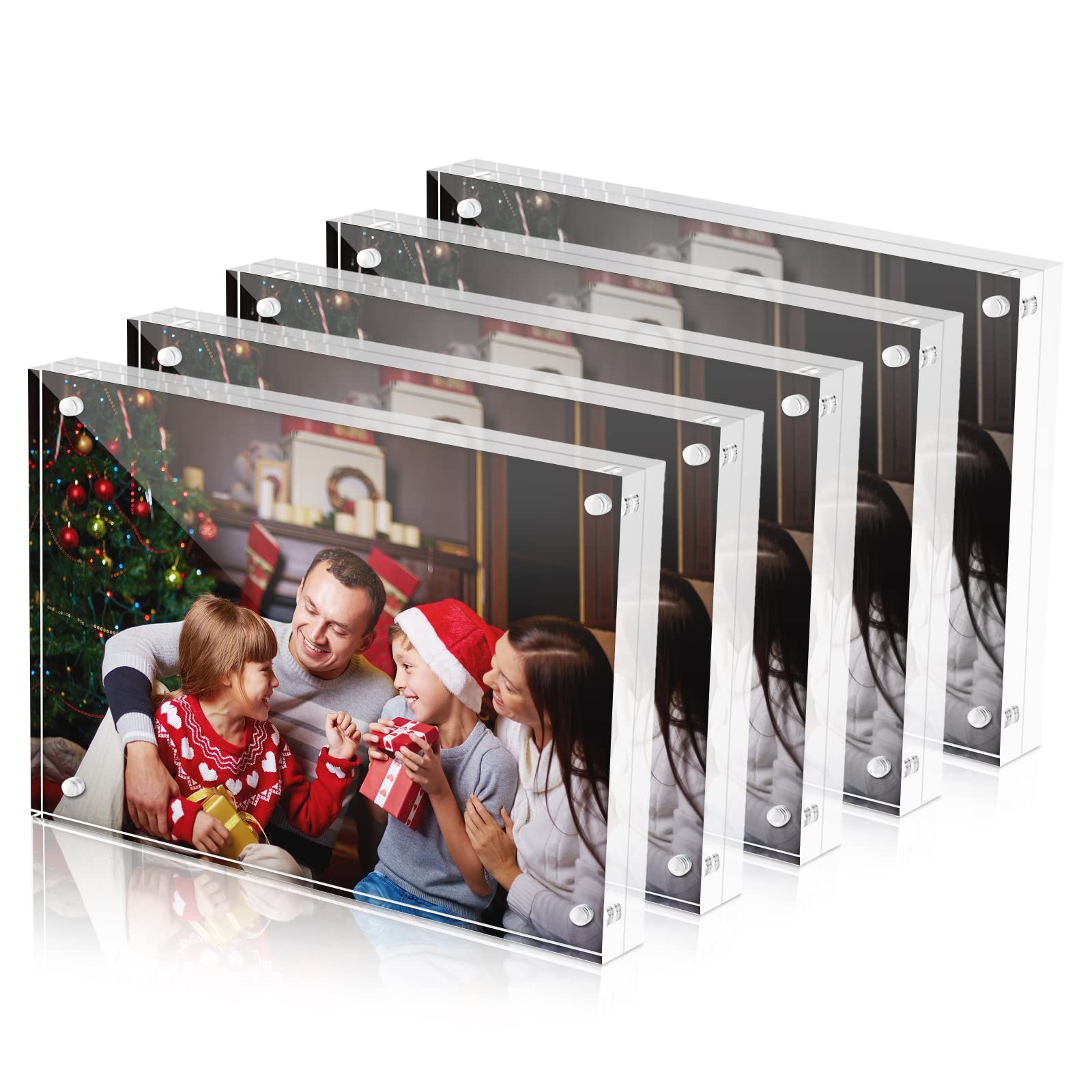 4x6 Magnetic Photo Frames 5-Pack - Clear Double-Sided Display for Postcards & Pictures | Home & Office Decor