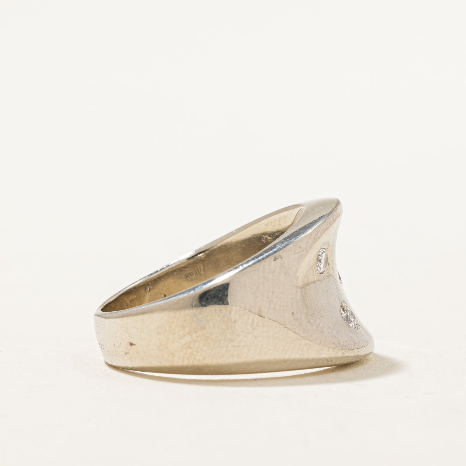 0.22ctw Flush Set Diamond Concave Ring - Size 7 | Dainty Minimalist Wedding Band | Perfect for Everyday Wear & Special Occasions