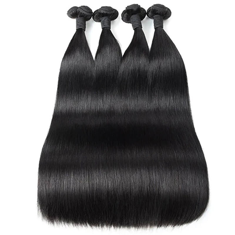 Eullair 10A Virgin Human Hair Bundles - 3/4 Straight Hair Weft Extensions for Natural Look | Perfect for Daily Styling, Parties & Special Occasions