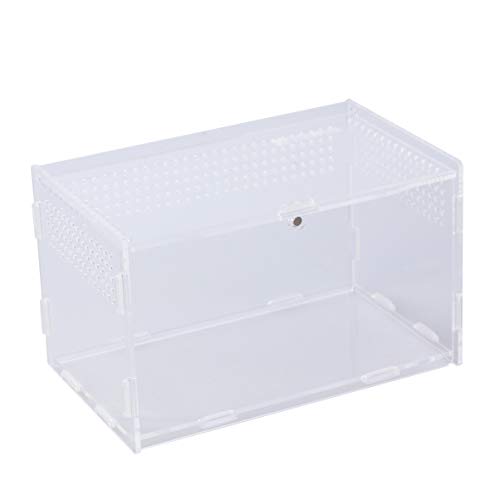 POPETPOP Reptile Breeding Box - Acrylic Terrarium Container for Lizards, Snakes & Small Pets | Portable Habitat with Ventilation | Perfect for Travel, Home Decor & Classroom Observation