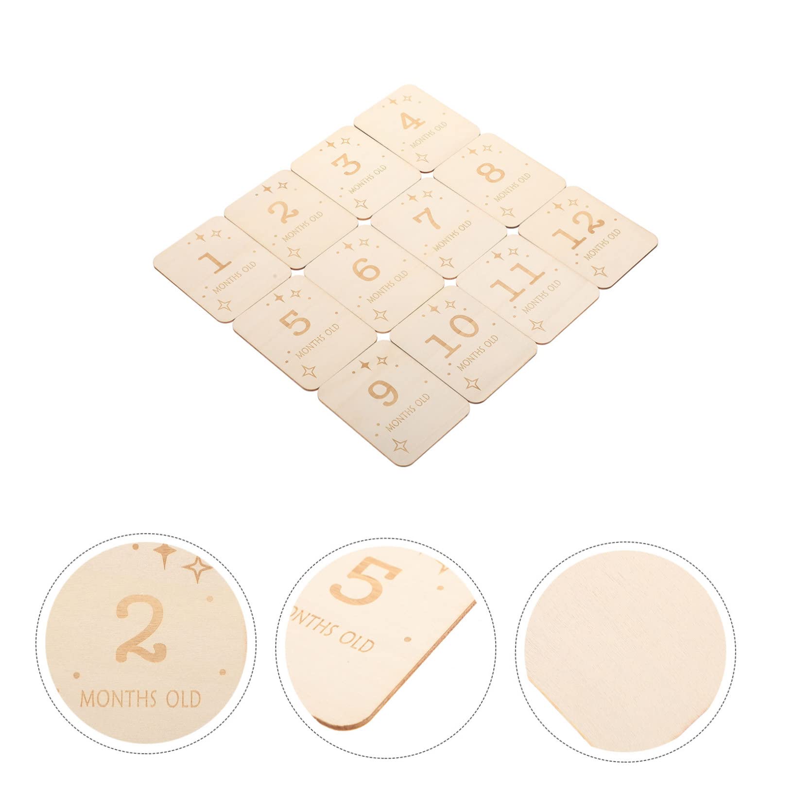 FAVOMOTO 24 Pcs Milestone Baby Photo Frames - Monthly Growth Picture Cards with Khaki Wood Design | Perfect for Newborn, 1st Birthday & Family Memory Keepsakes