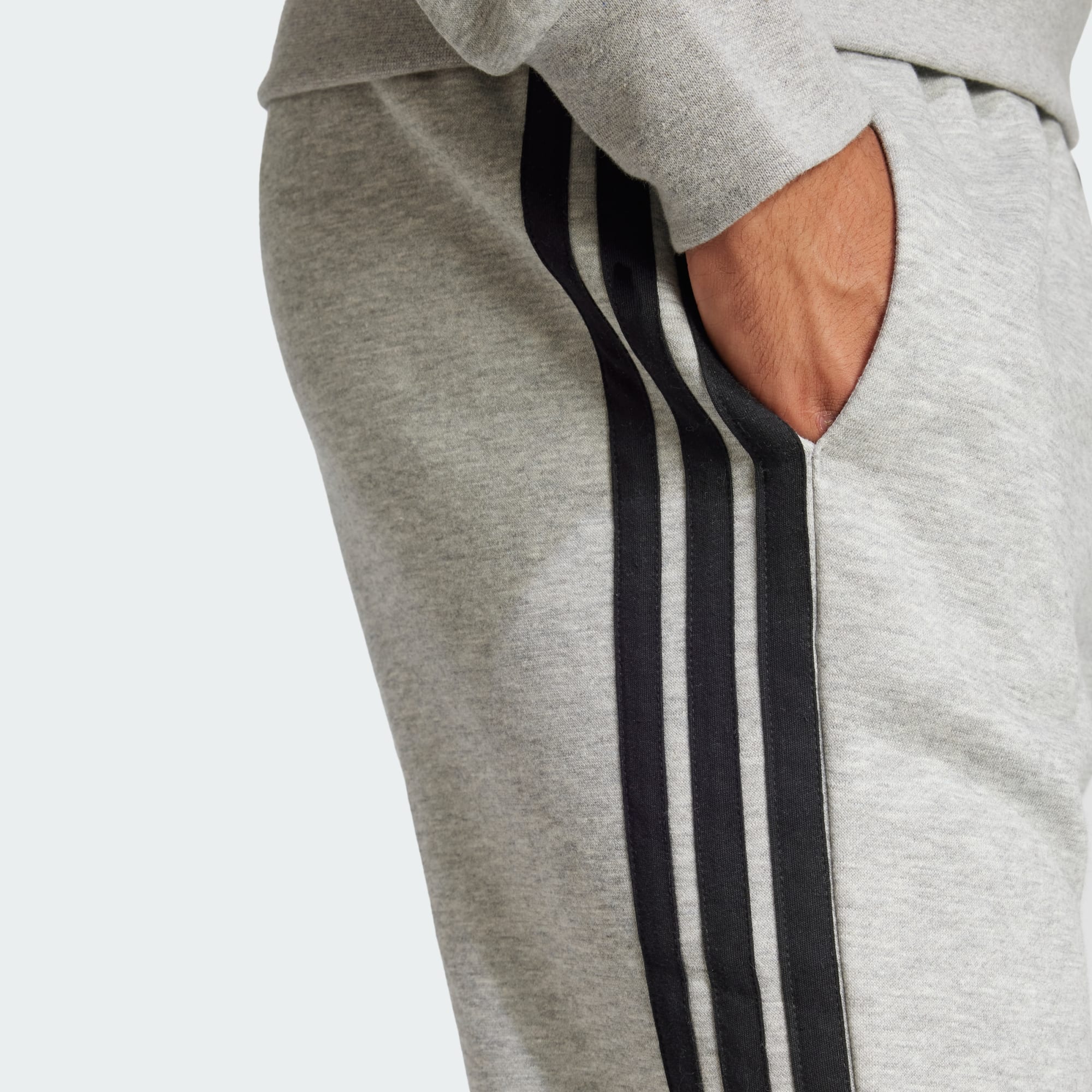 Adidas Men's 3 Stripes Fleece Grey Track Pants - Comfortable Athletic Joggers for Running, Gym & Casual Wear