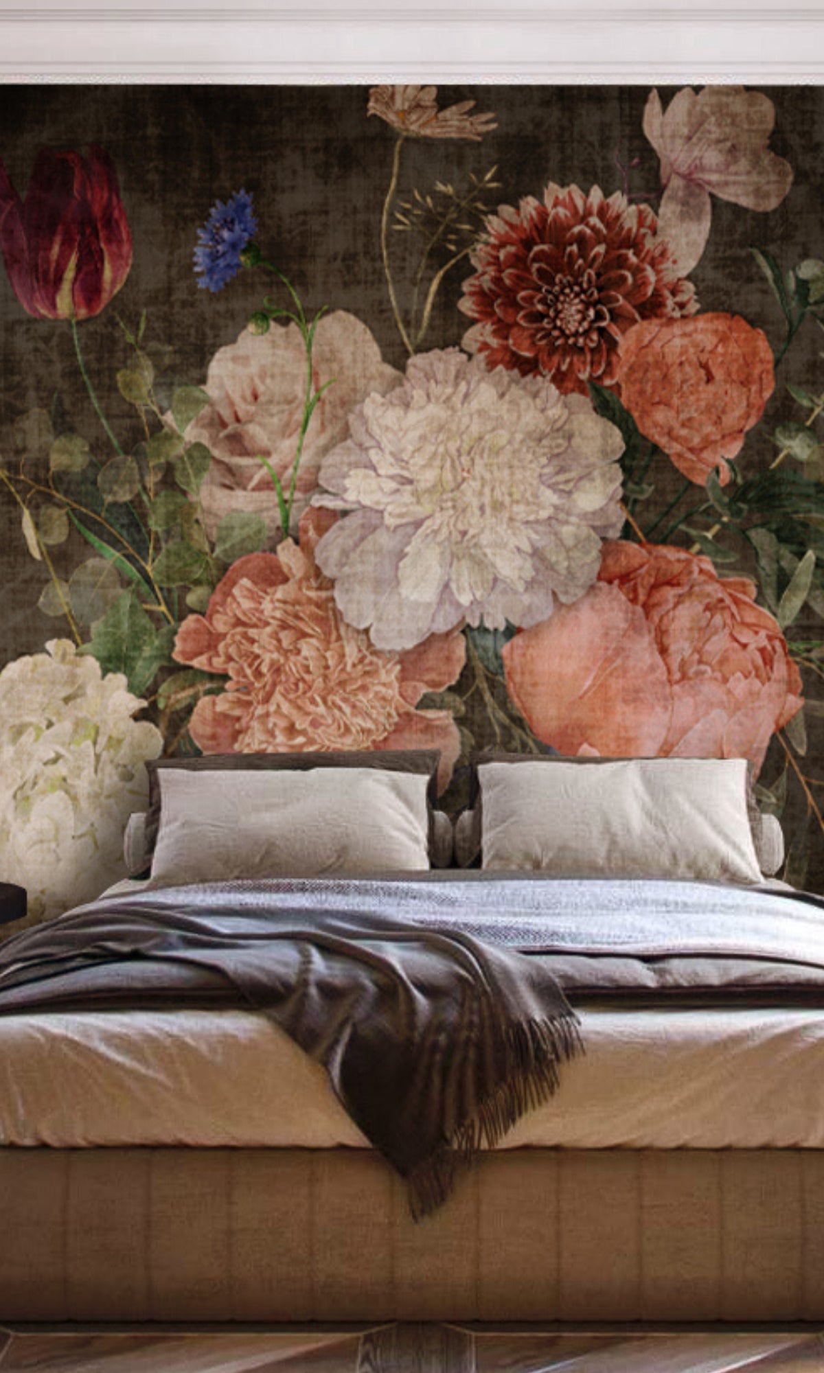 Luxury Floral Spherical Wallpaper Mural M1290 - Elegant Home Decor for Living Room, Bedroom & Office