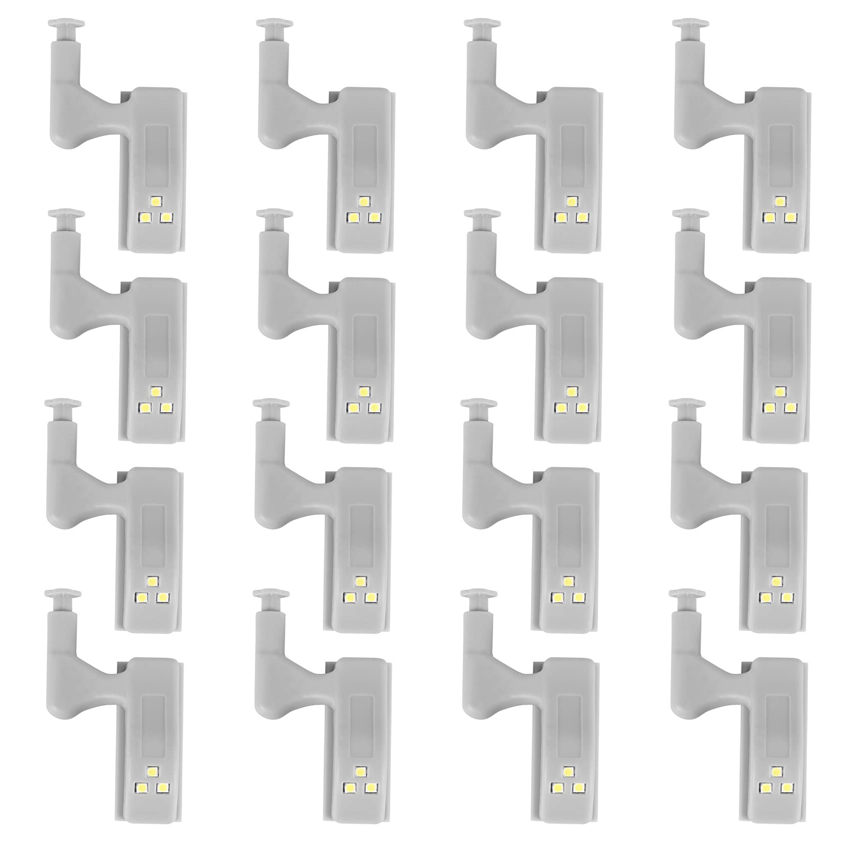 16Pcs Hinge LED Sensor Light for Kitchen Cabinet, Cupboard, Closet - Motion Activated Night Lights for Living Room, Bedroom, Wardrobe - Perfect for Under Cabinet Lighting, Staircase Safety & Bedside Convenience