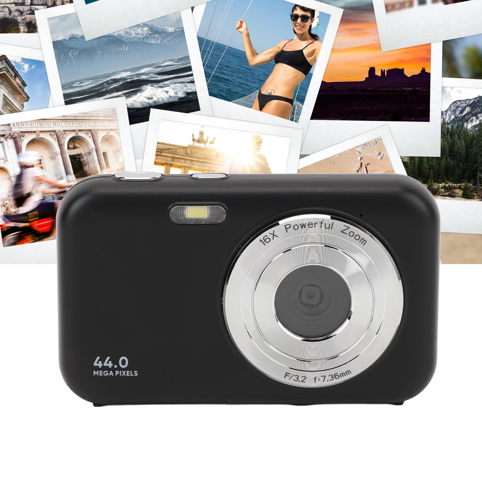 **44MP 1080P Digital Camera with Autofocus & 16X Zoom - Vlogging Camera for Beginners & Teens, Built-in Mic, Pause Function (Black) - Perfect for Travel, YouTube Videos & Everyday Photography**
