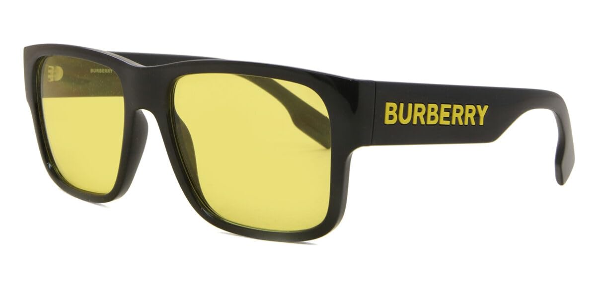 BURBERRY BE 4358 300185 Knight Black & Yellow Polarized Sunglasses for Men & Women - UV Protection, Luxury Fashion Shades for Driving, Beach & Outdoor Activities