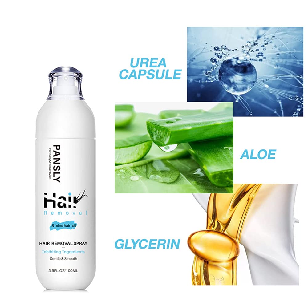 100ML Hair Removal Spray for Women & Men - Gentle Depilatory Spray for Legs, Arms, Face, Underarms & Bikini Area - Non-Irritating Formula for Smooth Skin - Perfect for Home Use & Travel