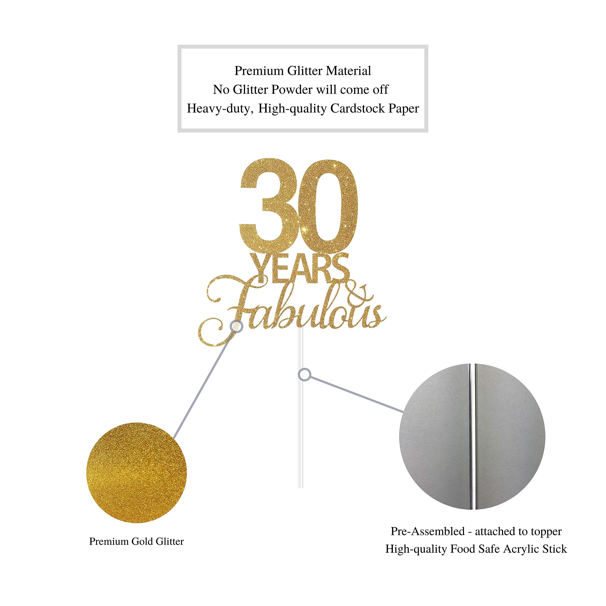 30th Birthday Cake Topper - Elegant Gold Glitter Anniversary Cake Decor for 30 Years Celebration - Perfect for Milestone Birthdays & Anniversaries