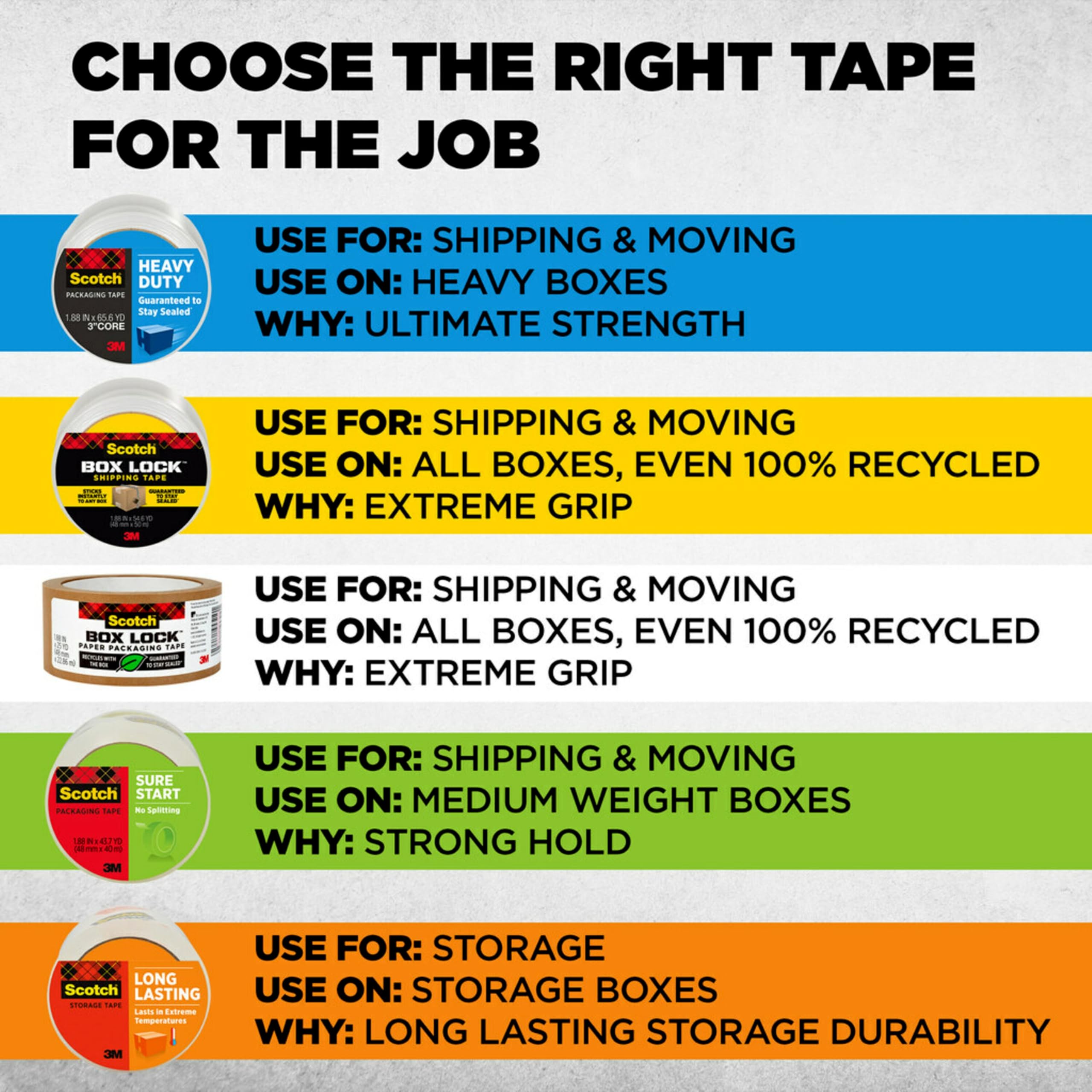 Scotch Sure Start Packing Tape - 1.88 Inch x 25 Yard, 6 Rolls, Clear Shipping Tape with Quiet Unwind & Easy Start for Moving, Packing Boxes, Sealing Packages - Home, Office & Warehouse Use