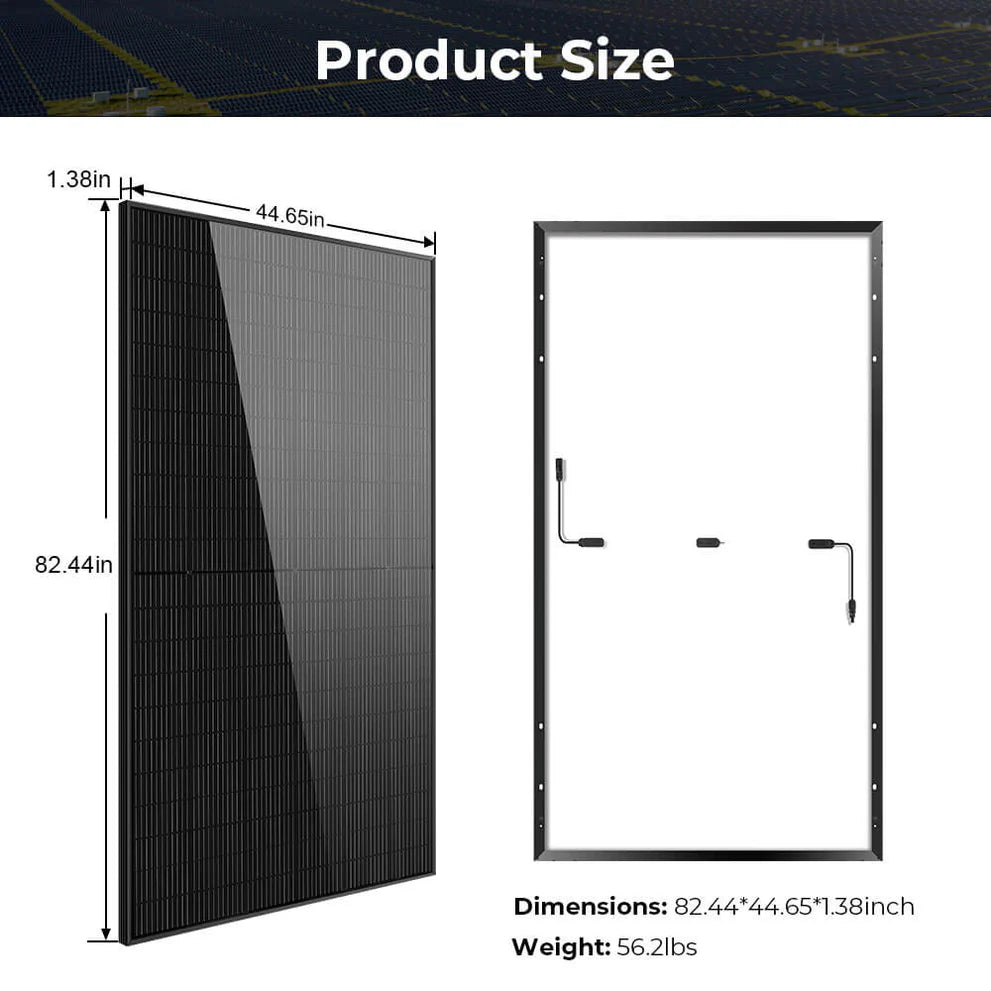 SunGoldPower 500W Monocrystalline Black PERC Solar Panel - High Efficiency Solar Panel for Home, RV, Boat & Off-Grid Power - Perfect for Residential, Camping and Emergency Backup Power
