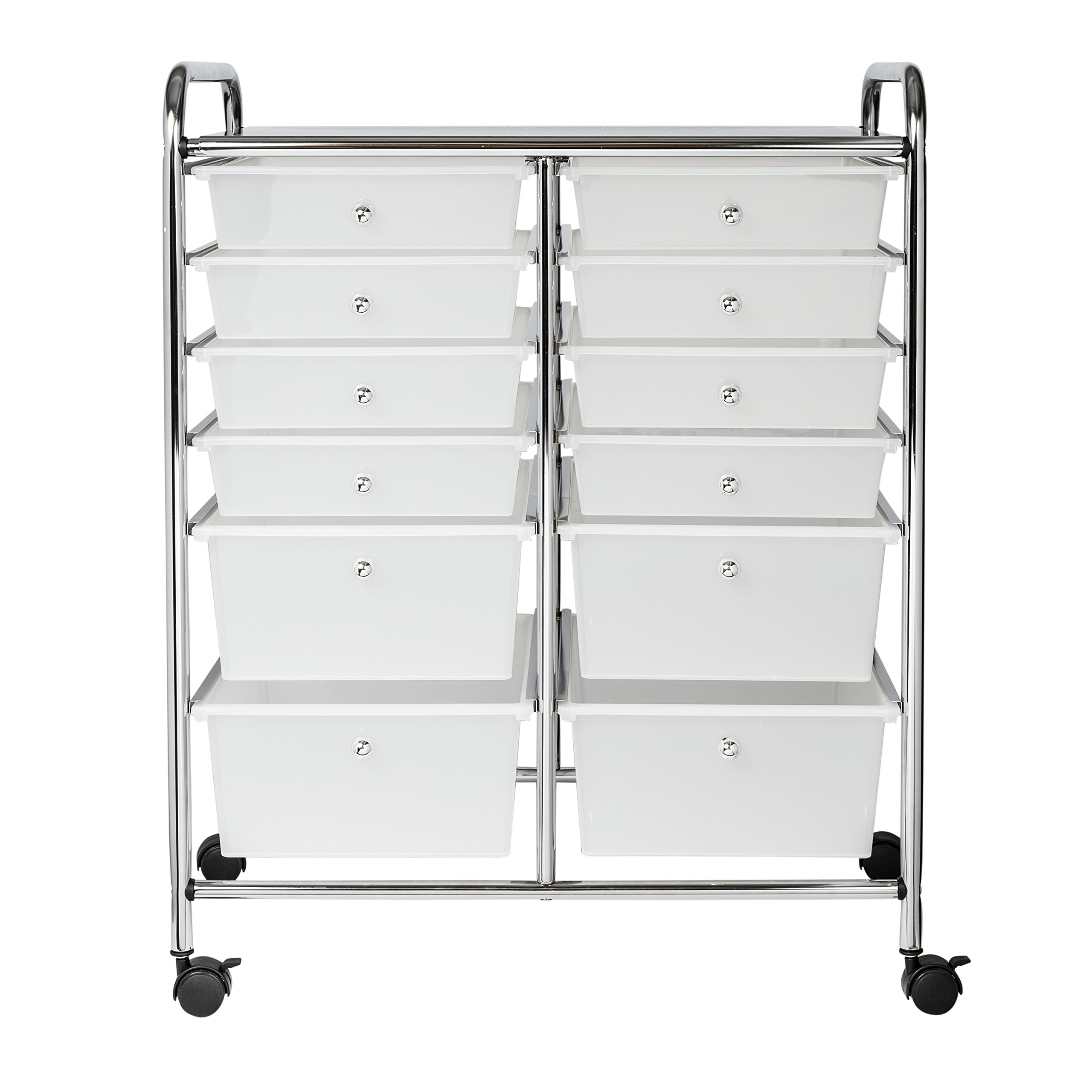 Honey-Can-Do 12-Drawer Rolling Storage Cart Organizer - Plastic Drawers for Craft Room, Office, Kitchen & Bathroom Organization