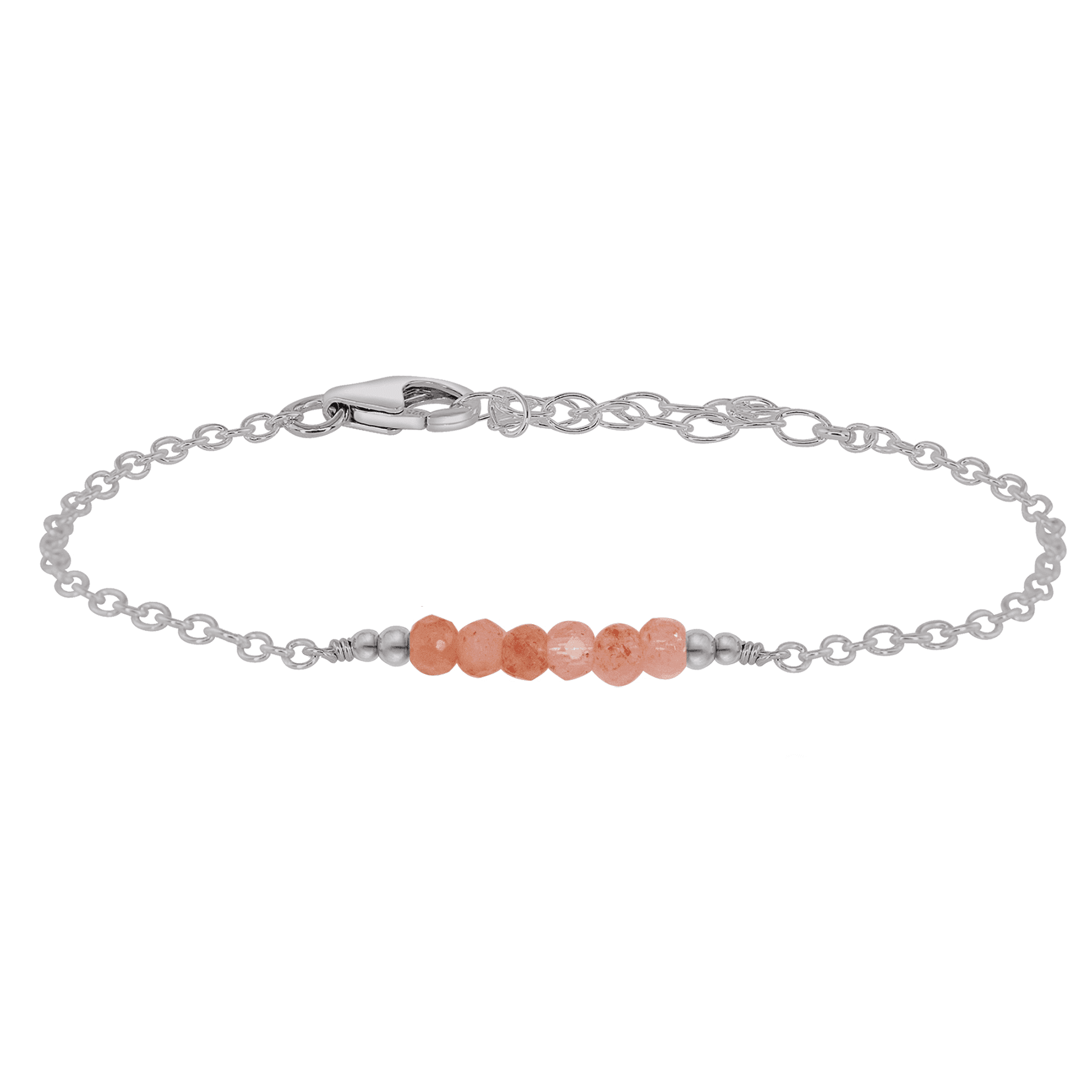 Sparkling Orange Sunstone Faceted Bead Bar Bracelet for Women - Natural Gemstone Jewelry for Healing, Energy & Fashion - Perfect for Yoga, Meditation & Boho Style Outfits