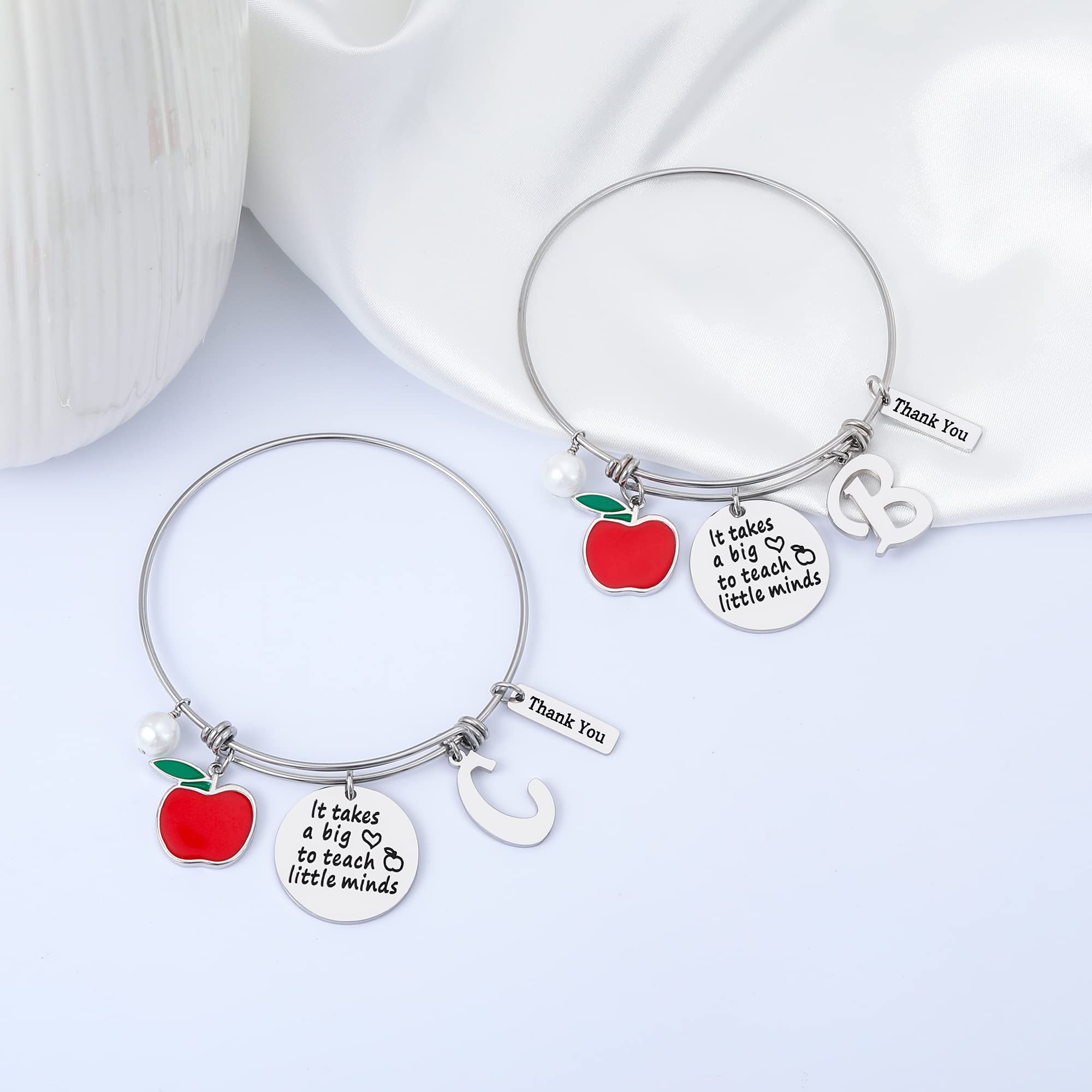 GLIVEOR Teacher Appreciation Gifts - Elegant Stainless Steel Charm Bracelet for Women Educators, Thoughtful Thank You Present for Teachers - Perfect for Teacher's Day, Retirement, End of Year Gifts & Everyday Wear