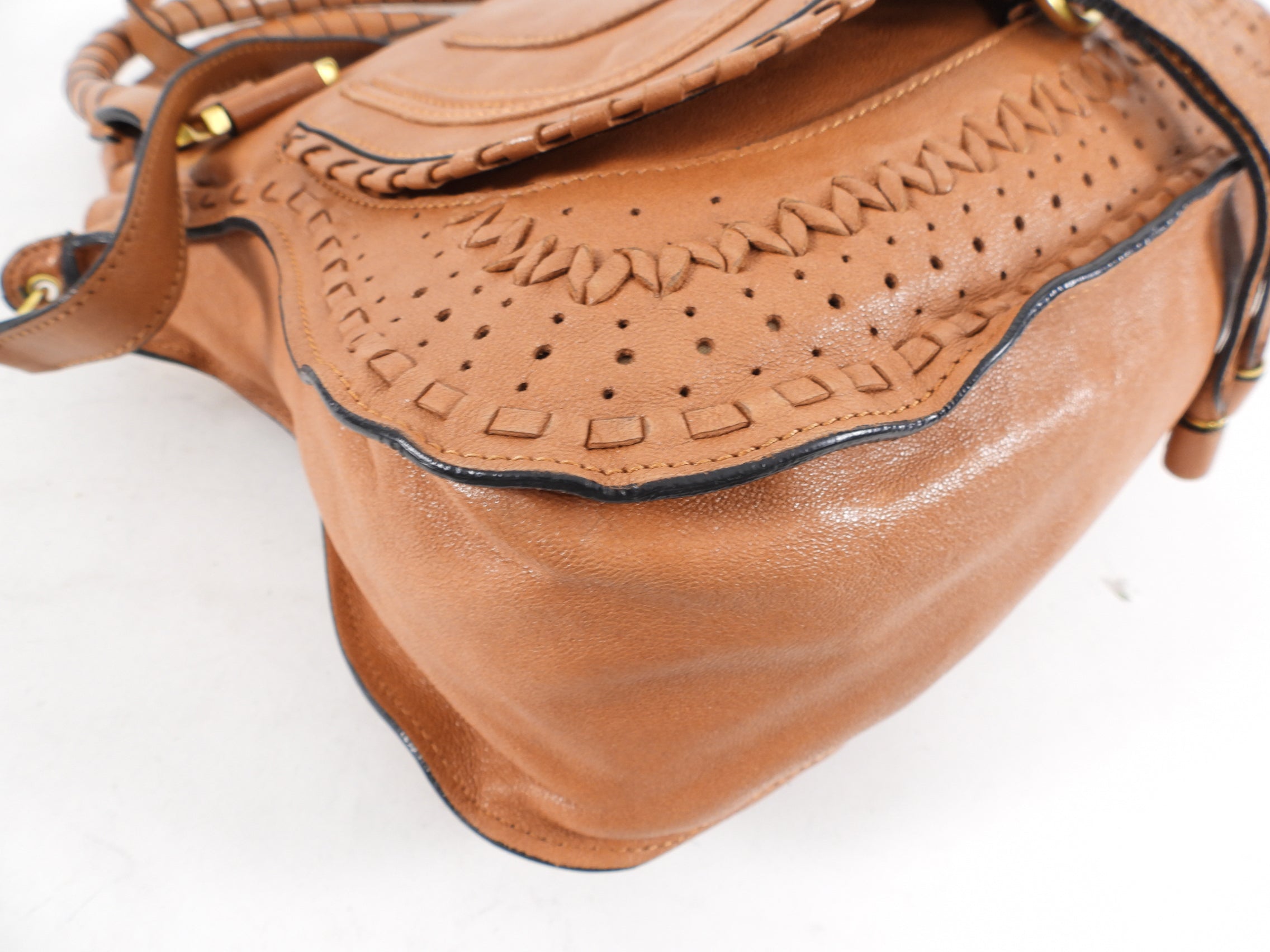Chloe Tan Leather Large Marcie Two-Way Shoulder Bag - Luxury Designer Handbag for Women | Perfect for Work, Travel & Everyday Use