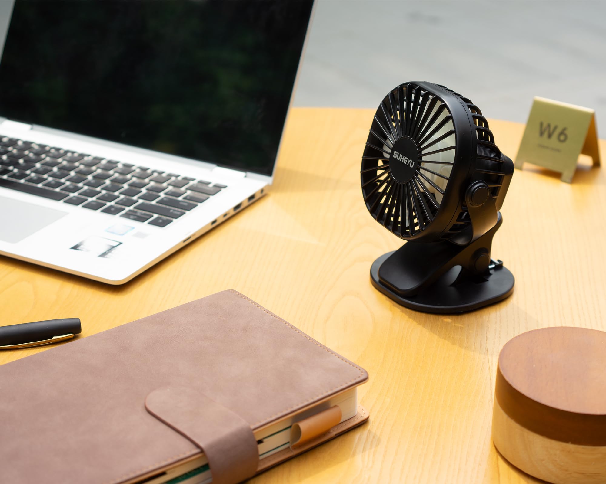 360° Rotatable Clip on USB Desk Fan - 3 Speed Adjustable Portable Small Fan for Office, Golf Cart, Camping, Travel & Gym - Black | Perfect for Indoor & Outdoor Use