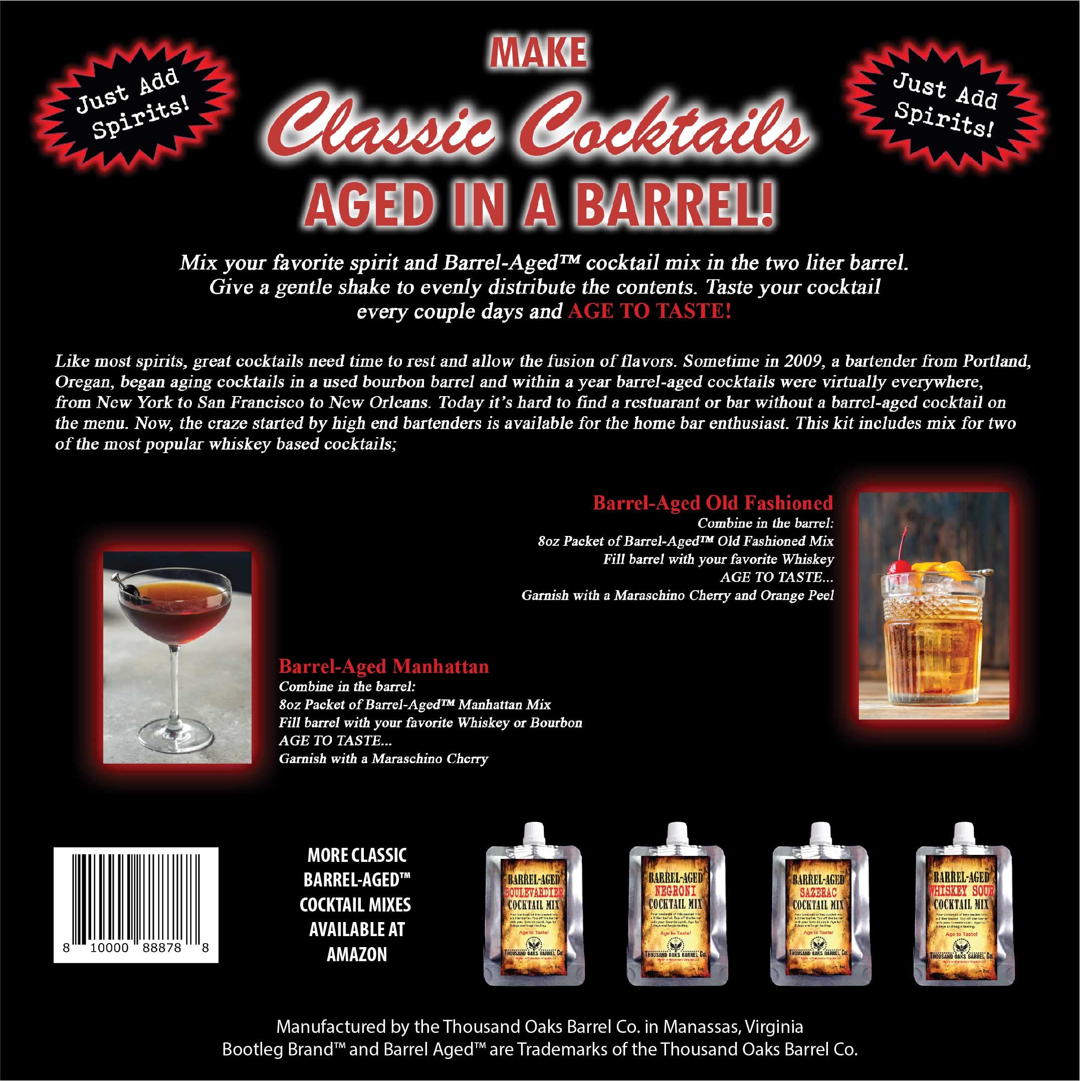 2L Whiskey Barrel Cocktail Aging Kit - Mini Oak Bourbon Barrel with Chalkboard Front, Stand, Spigot & Cocktail Mix - Perfect for Home Bar, Whiskey Making & Unique Gifts for Men - DIY Cocktail Infusion & Bourbon Aging Set for Whiskey Lovers