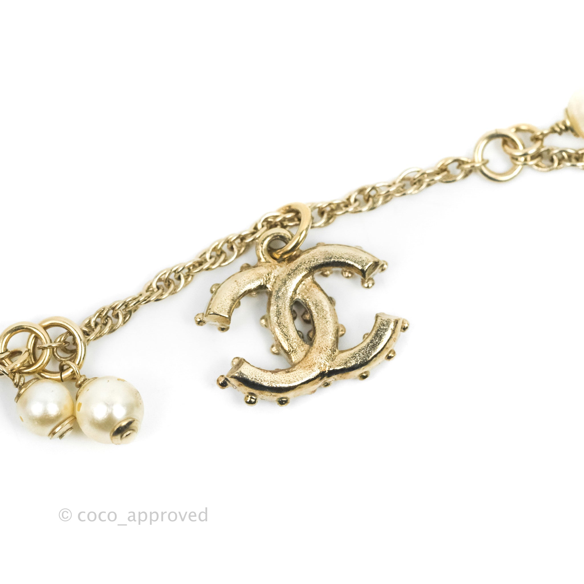 Chanel CC Crystal Pearl Bracelet in Gold Tone - 19C Collection | Elegant Jewelry for Women, Perfect for Parties, Weddings & Special Occasions