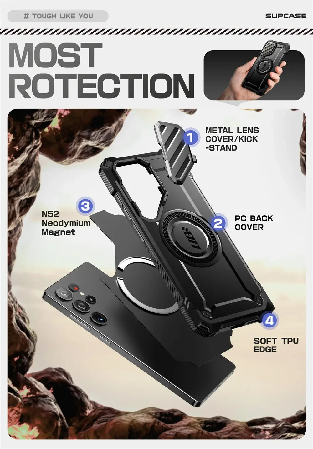 Samsung Galaxy S25 Ultra SUPCASE UB Mag XT Heavy Duty Rugged Case with Kickstand - Shockproof Protection for Outdoor, Work & Daily Use
