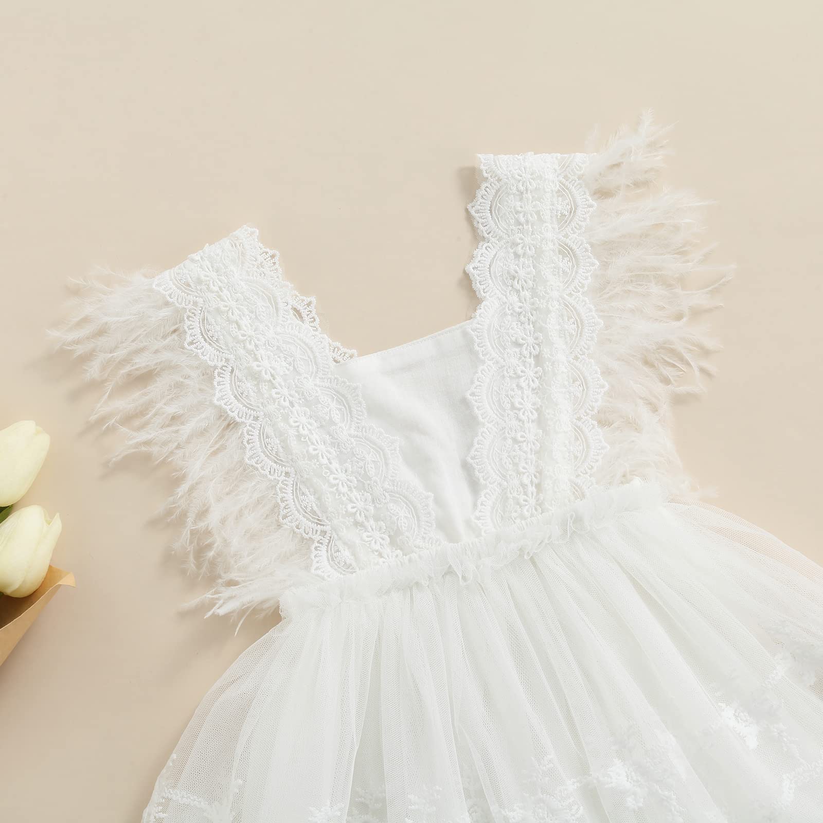 Newborn Baby Girl Summer Dresses - Sleeveless Lace Tulle One-Piece Romper with Bowknot 0-24 Months | Perfect for Photoshoots, Parties & Special Occasions