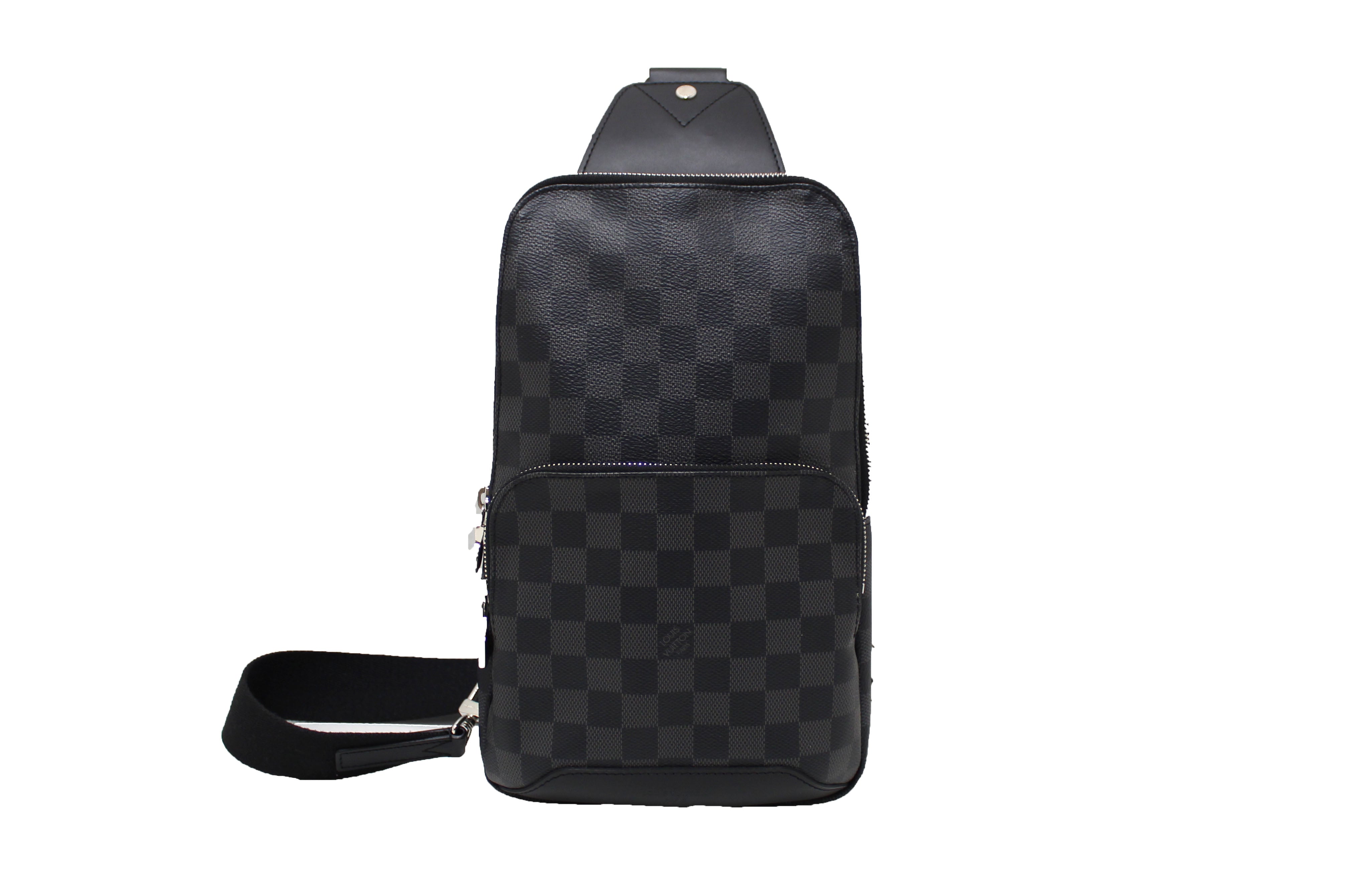 Authentic Louis Vuitton Damier Graphite Canvas Avenue Sling Bag for Men - Luxury Crossbody Messenger Bag for Travel, Work & Everyday Use