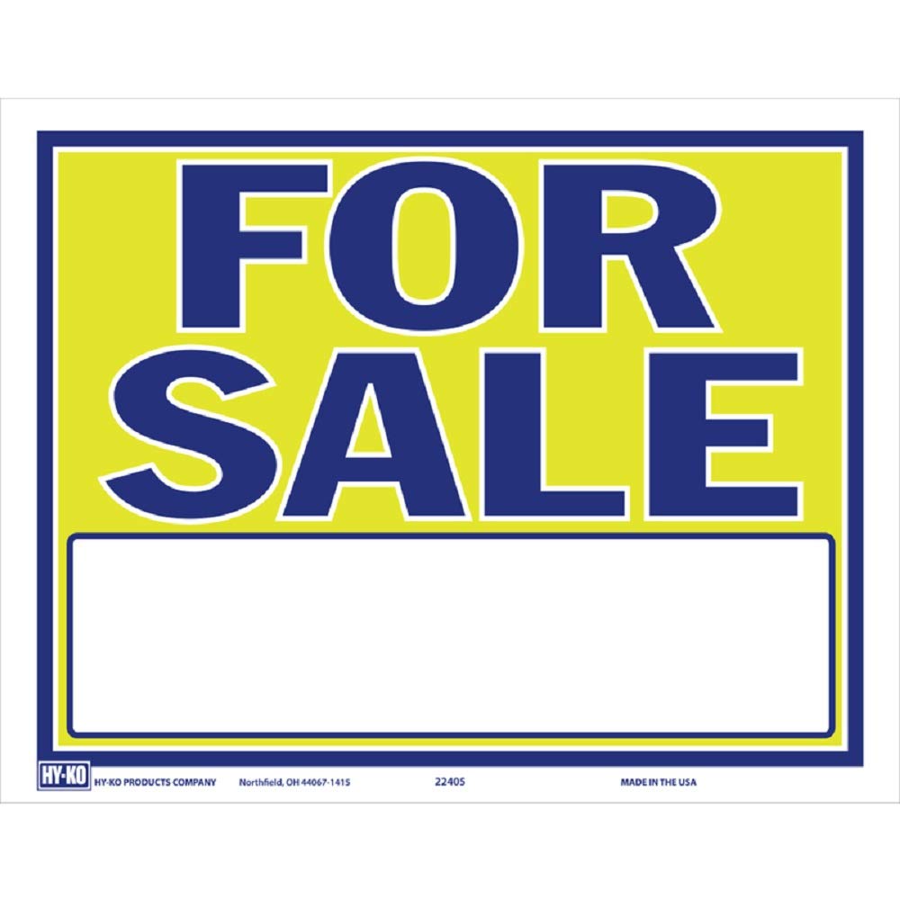 Hy-Ko 9x13 in. For Sale Sign - Durable Polystyrene for Yard & Home